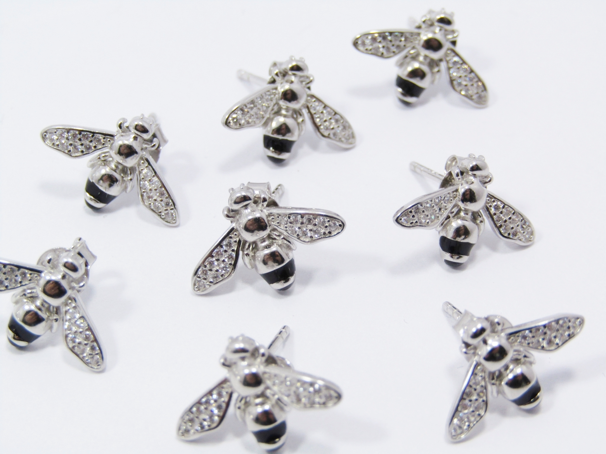 Gorgeous Pair of Bee Stud Earrings in Sterling Silver