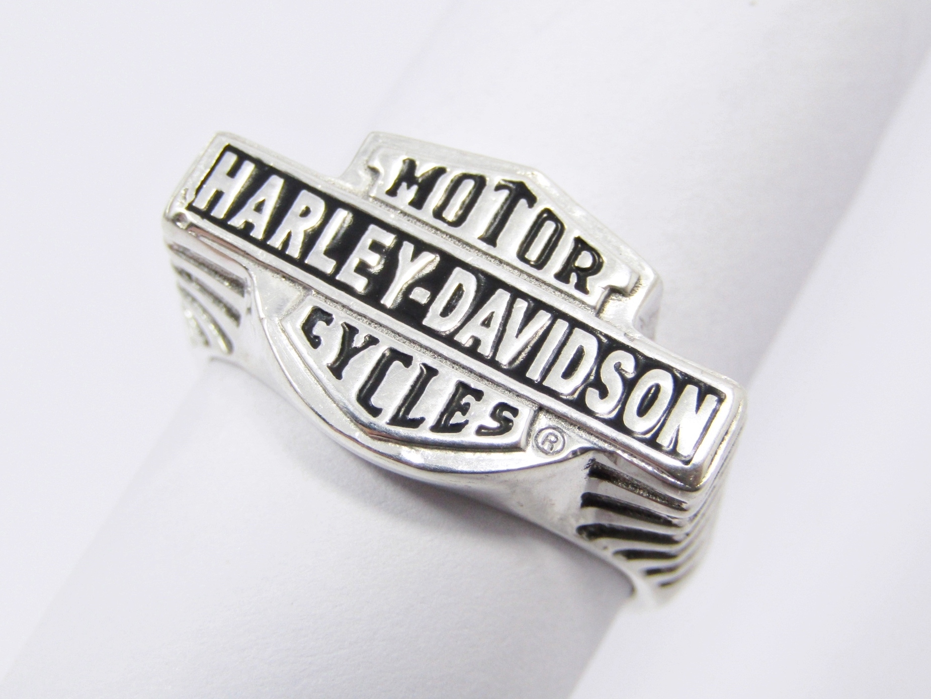 A Stunning Weighty Harley Davidson Ring in Sterling Silver.
