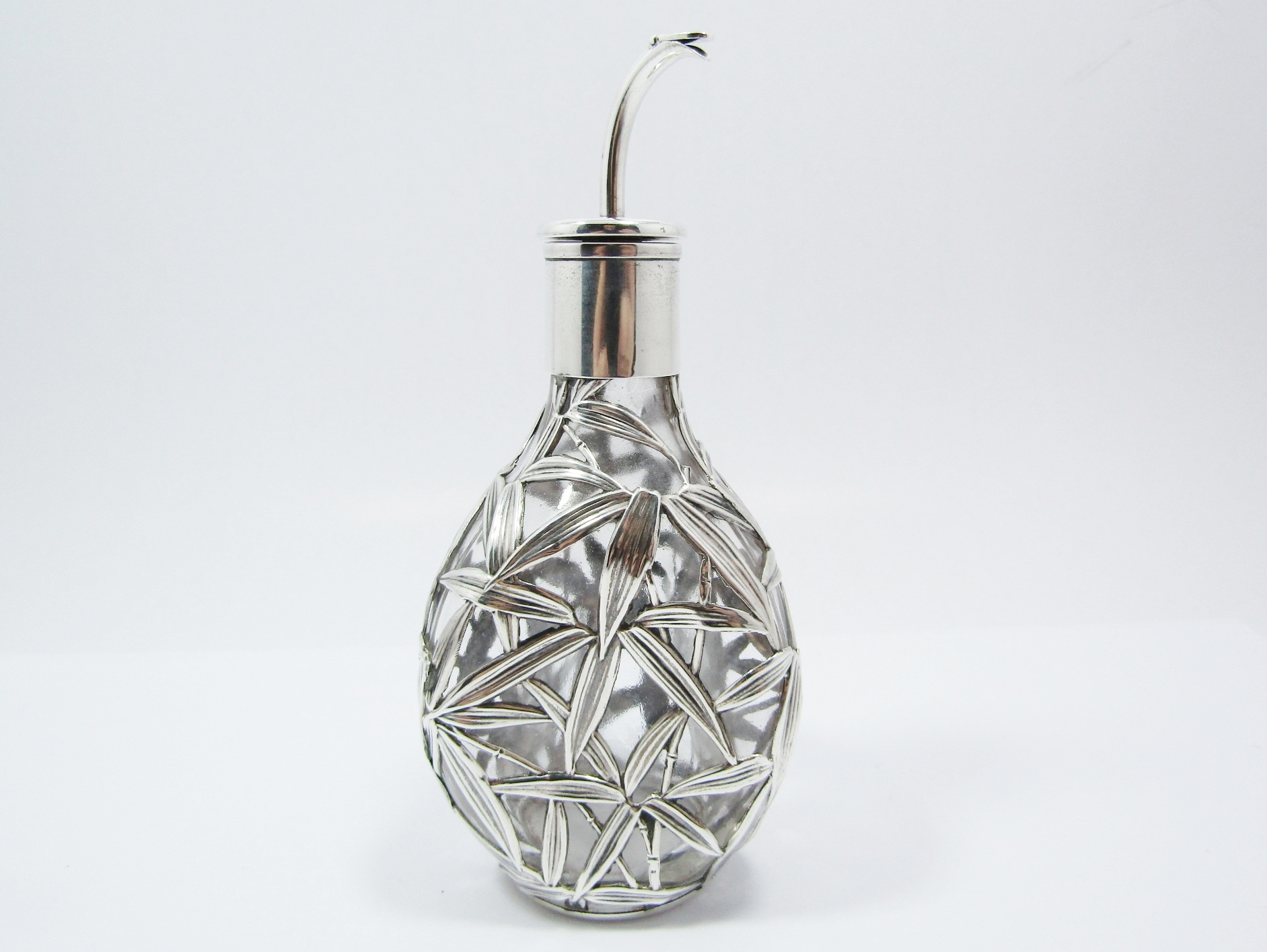 Rare Find! Antique/Vintage Chinese Silver & Glass Pinch Bottle Pourer