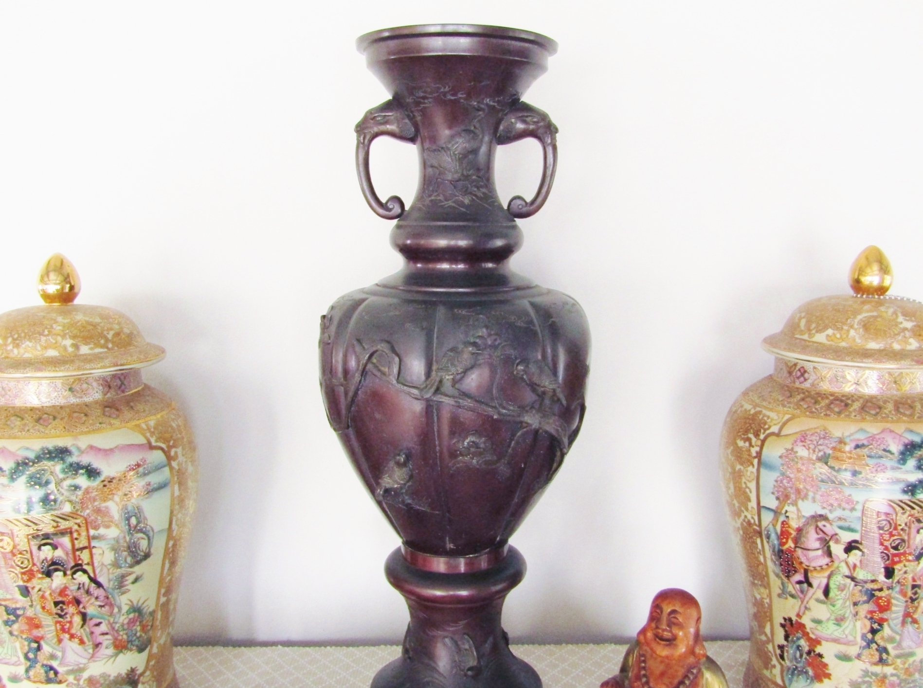 Huge Early 20th-Century Meiji Japanese Bronze Vase