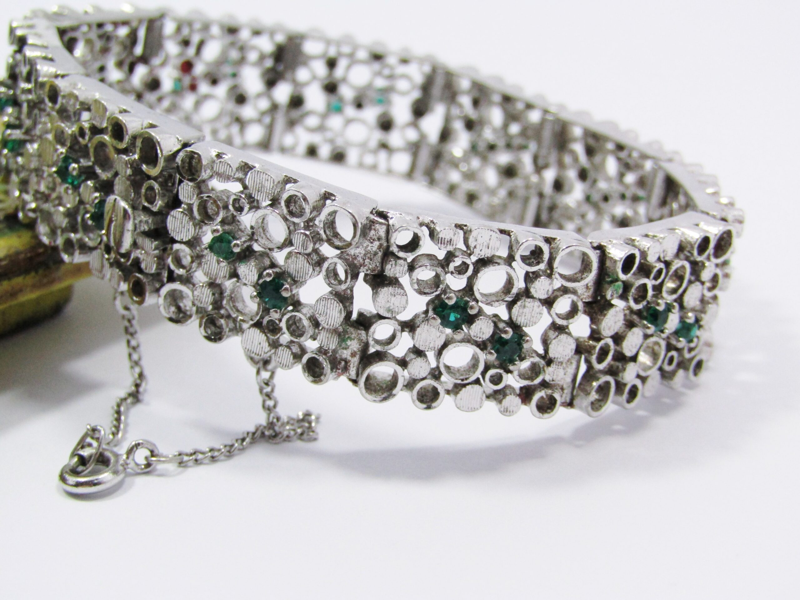 A Gorgeous Broad Paneled Bracelet Made up With Tiny Circles in Sterling Silver