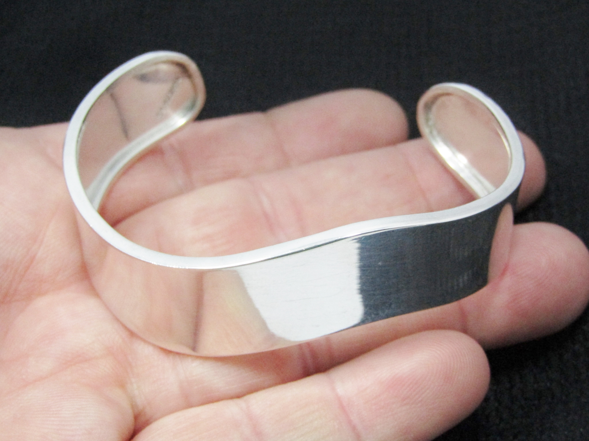 Gorgeous Broad Mexican Cuff Bangle in Sterling Silver