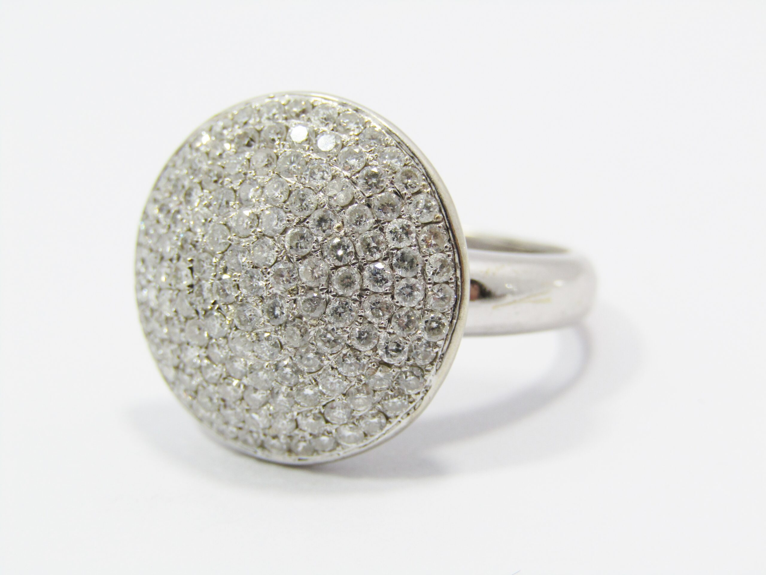 Stunning! 18CT W/Gold Domed Ring with 1.27 ctw in Diamonds