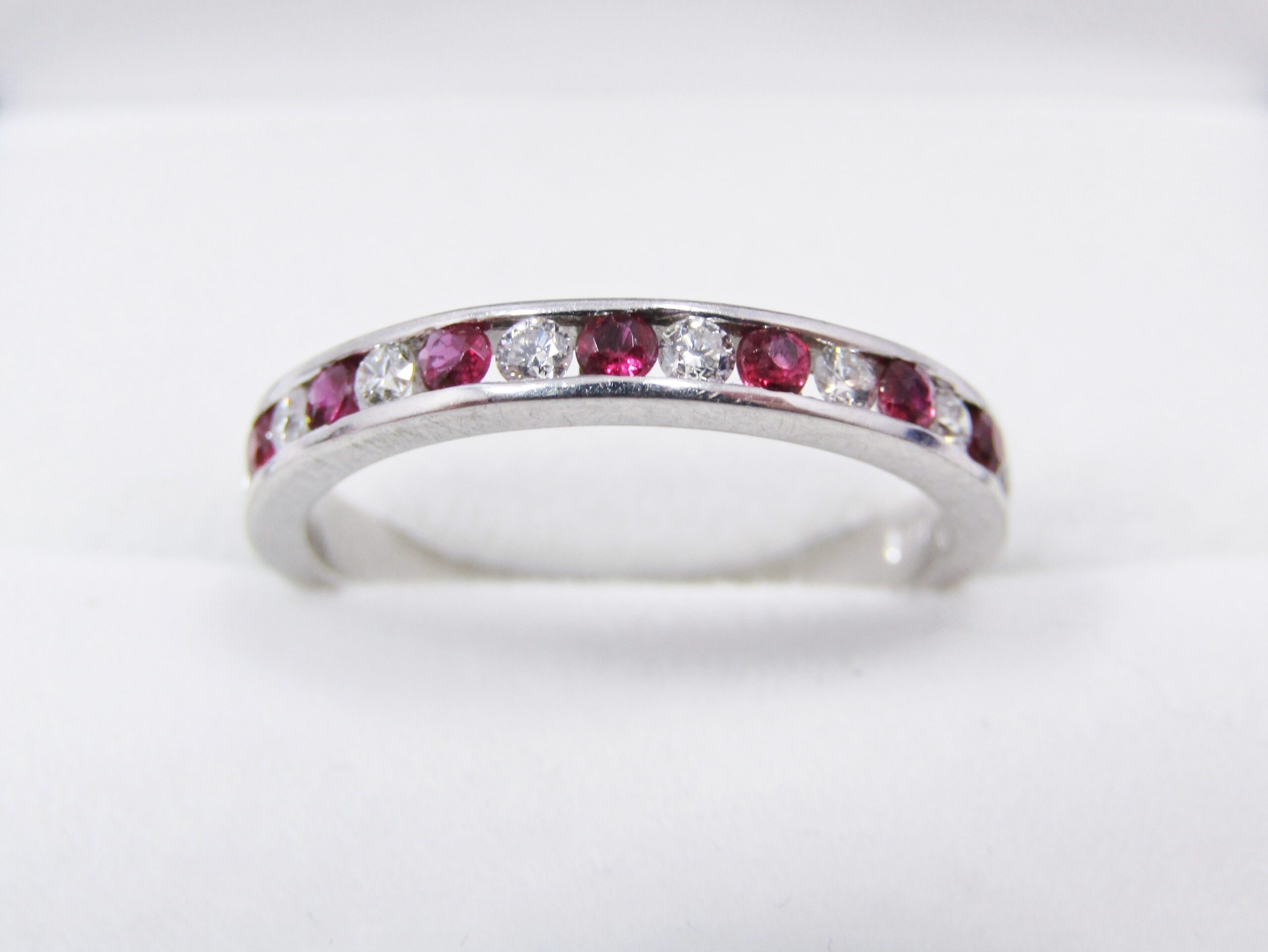 18CT White Gold Ruby & Diamond Half-Eternity Ring