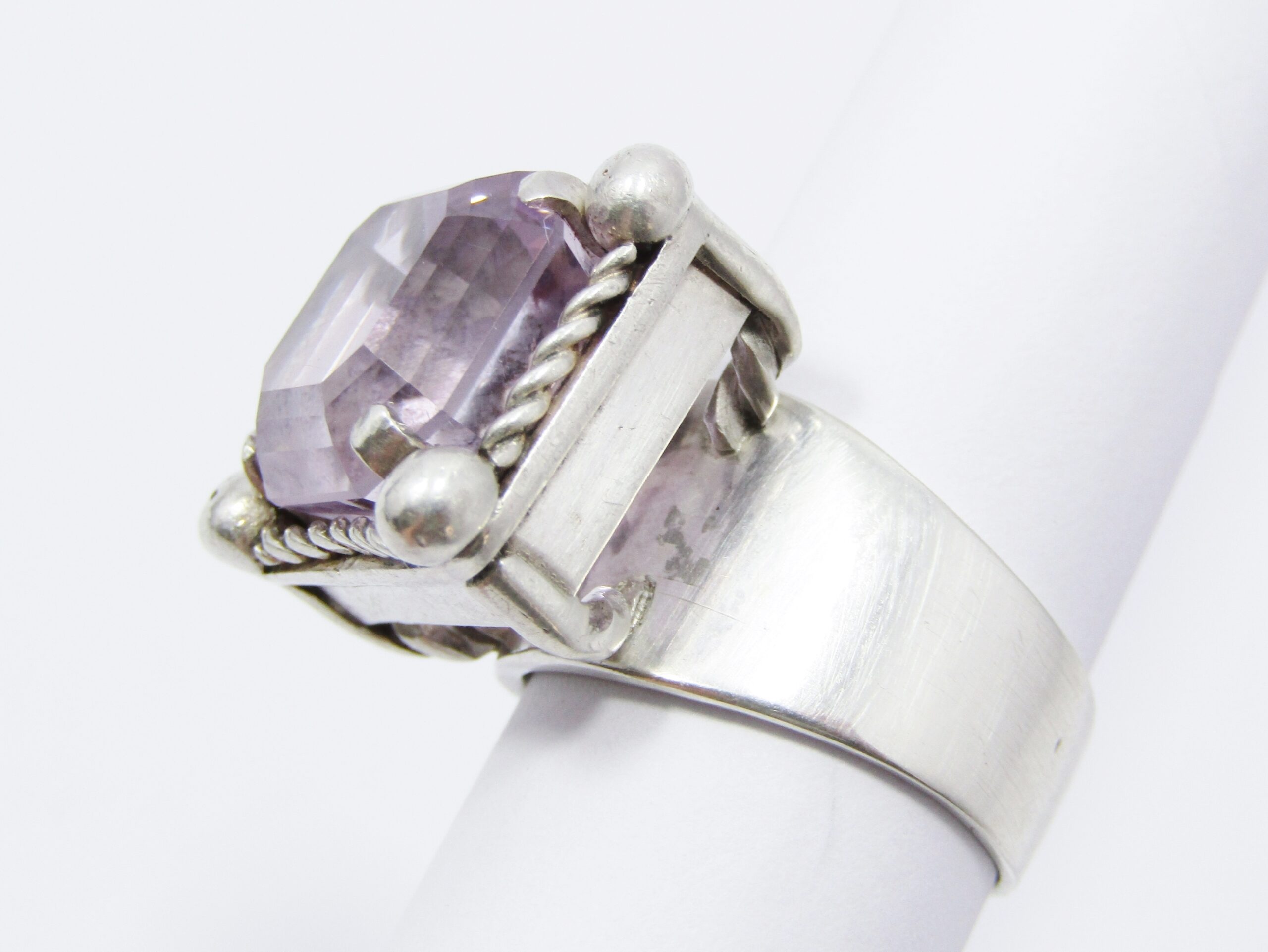 A Gorgeous Bespoke Chunky Amethyst Ring in Sterling Silver