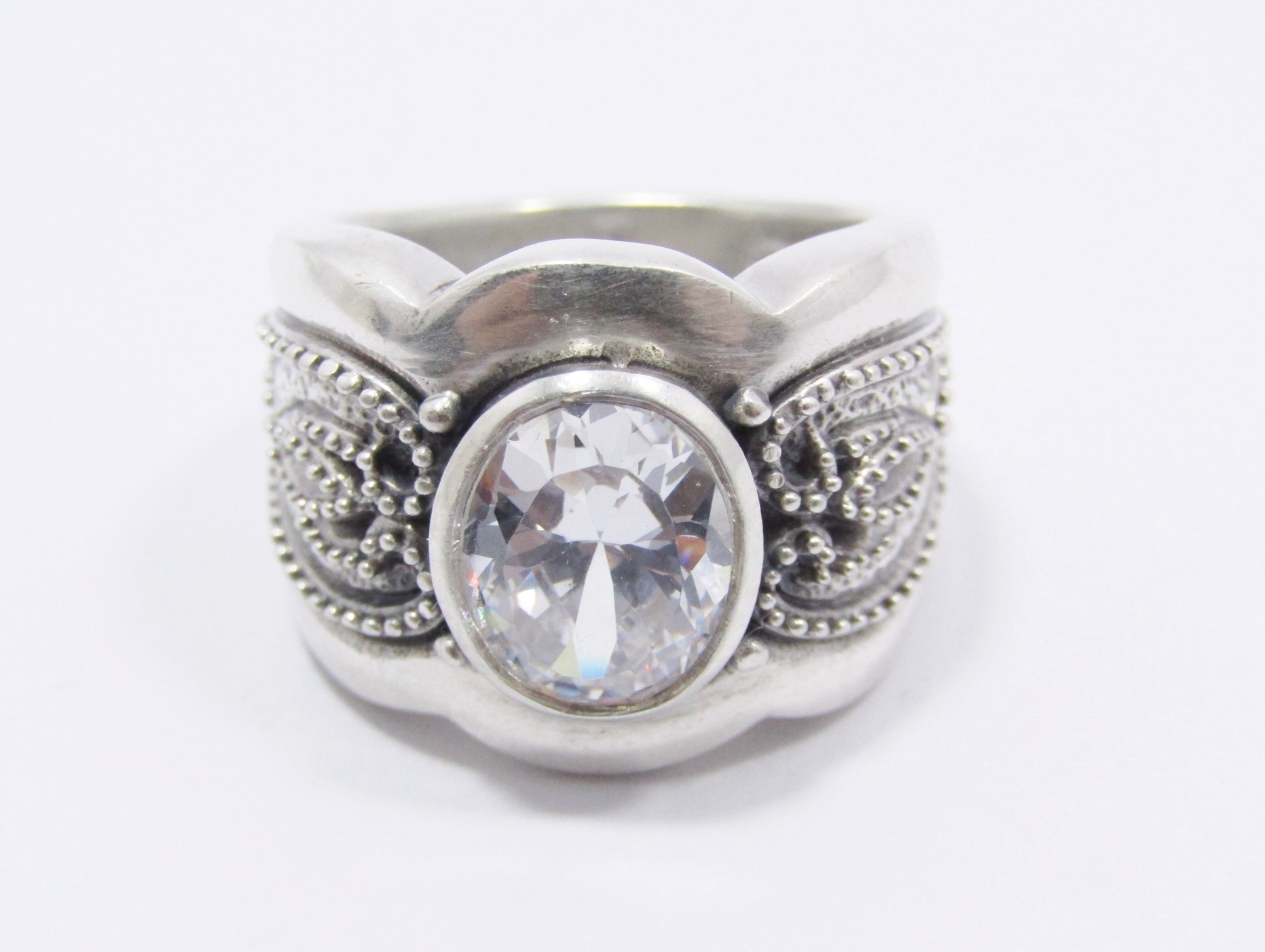 A Gorgeous Chunky Zirconia Ring in Sterling Silver