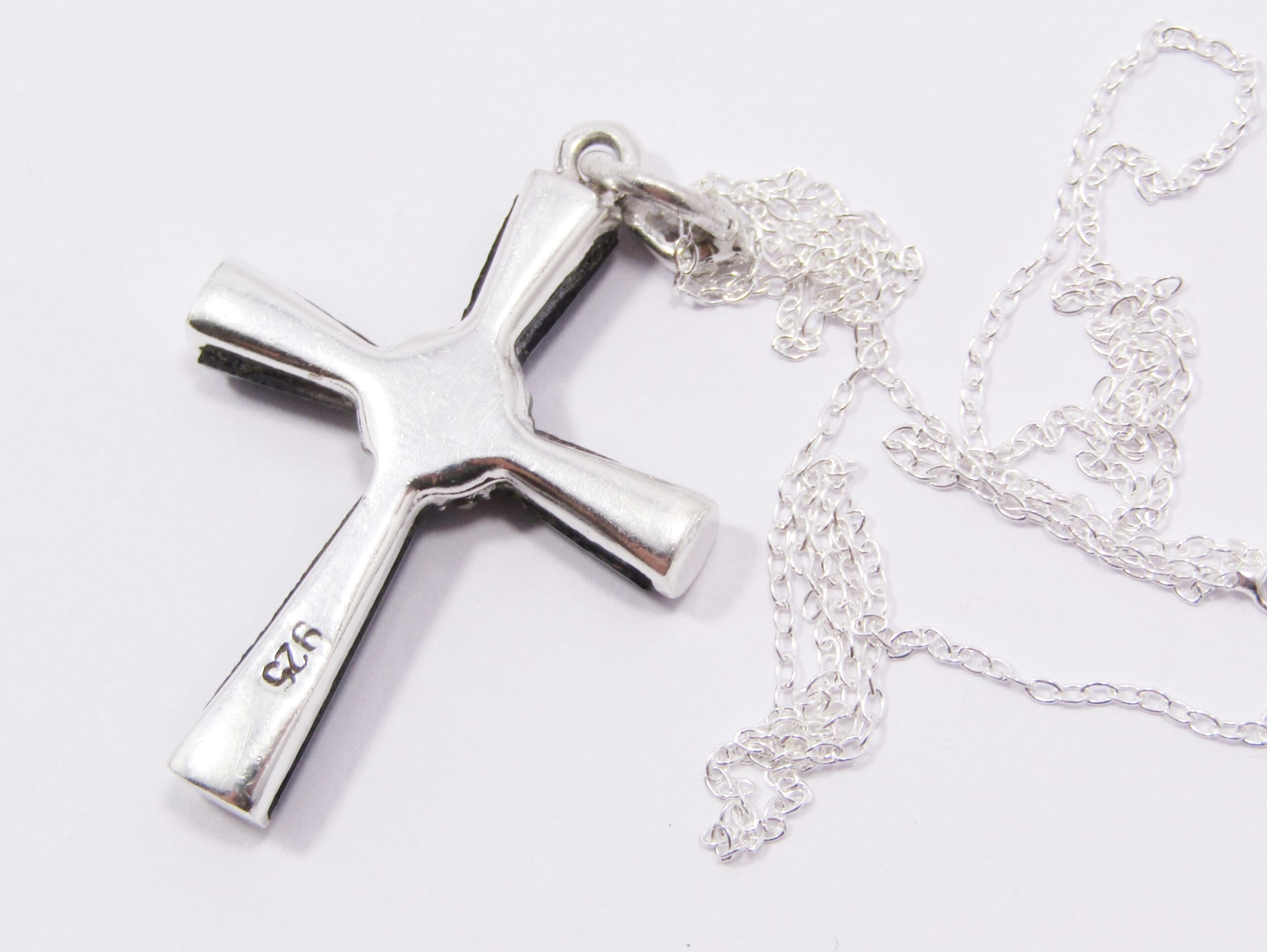 A Stunning Onyx Cross With Marcasite’s On Chain in Sterling Silver