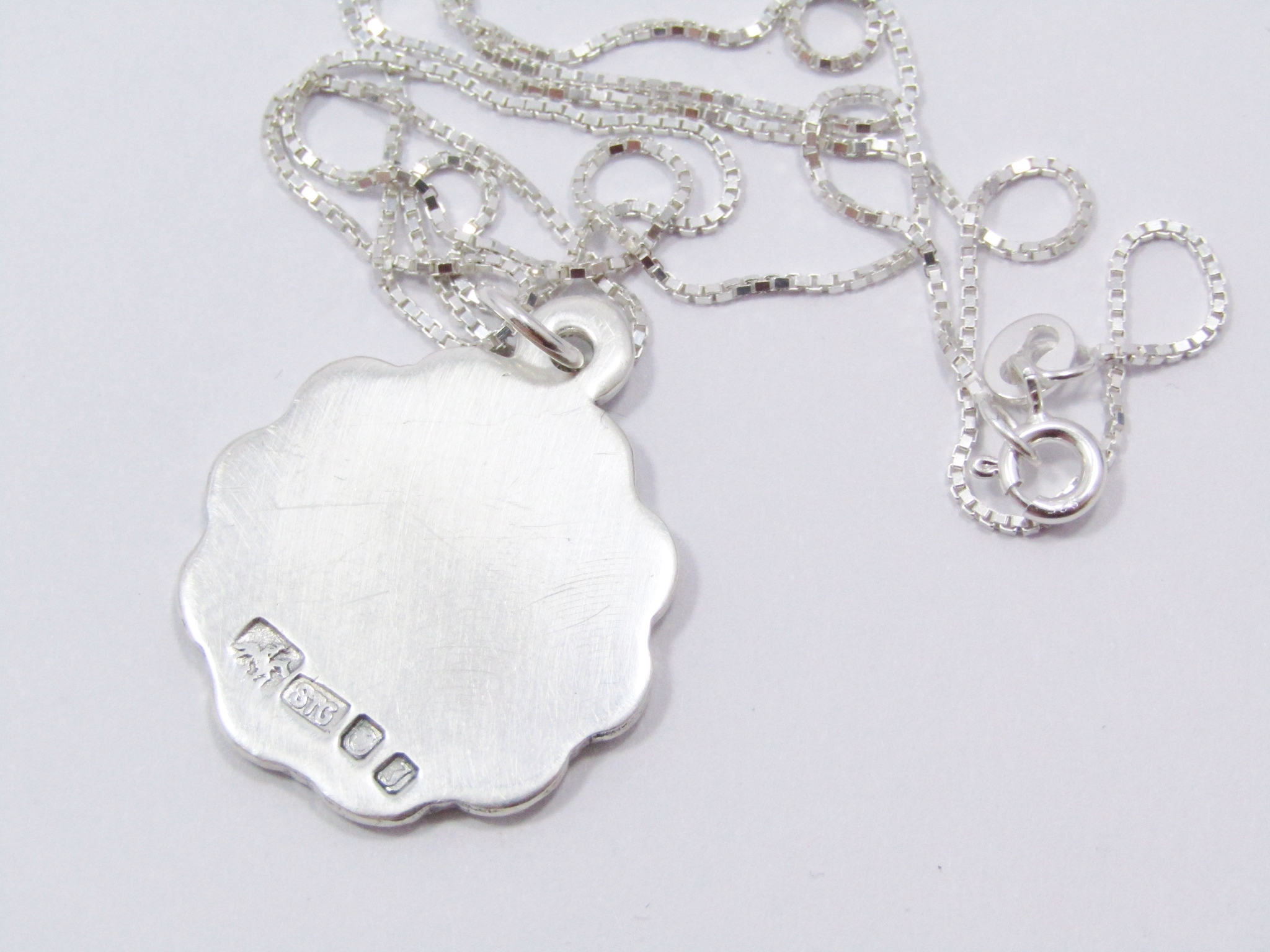 A Stunning ! Vintage Detailed St Cristopher Pendant on Chain in Sterling Silver.