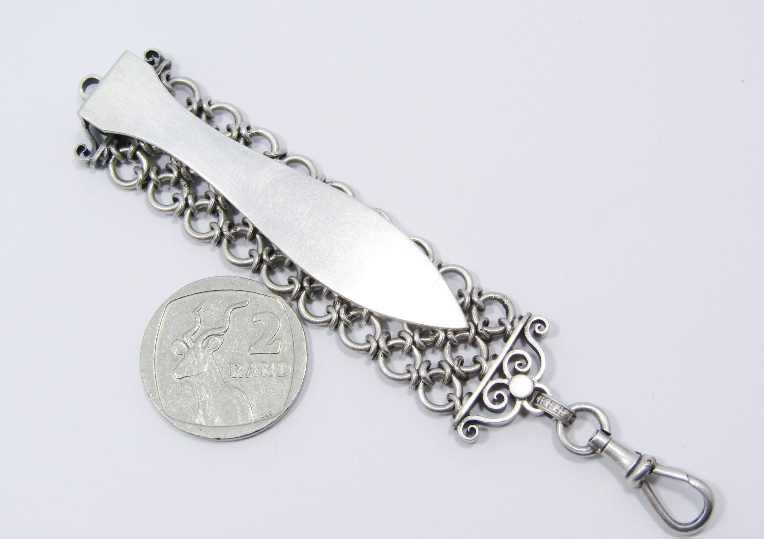 Antique Silver Chatelaine Clip with Chain