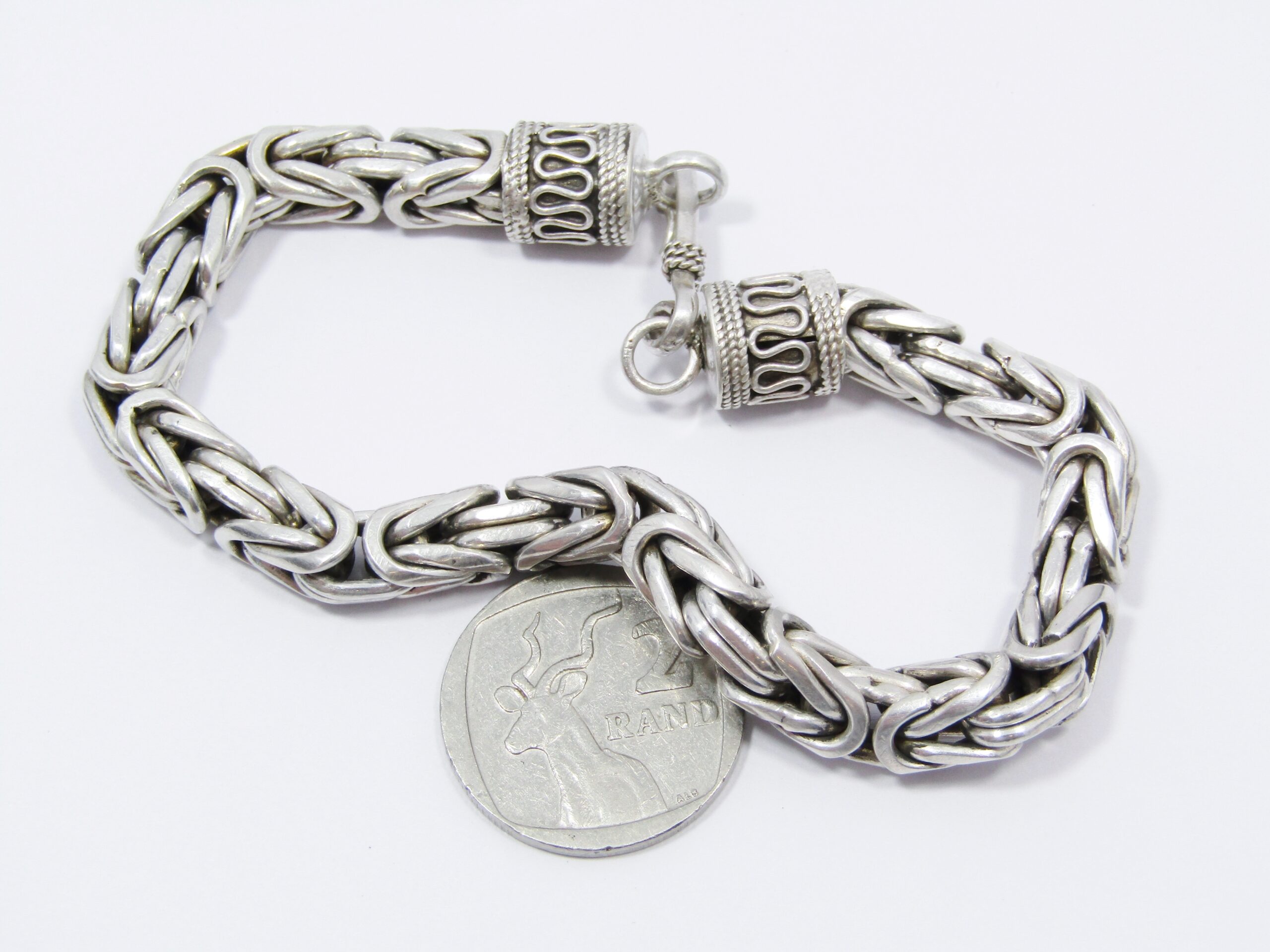 A Gorgeous Weighty Tibetan Design Bracelet in Sterling Silver
