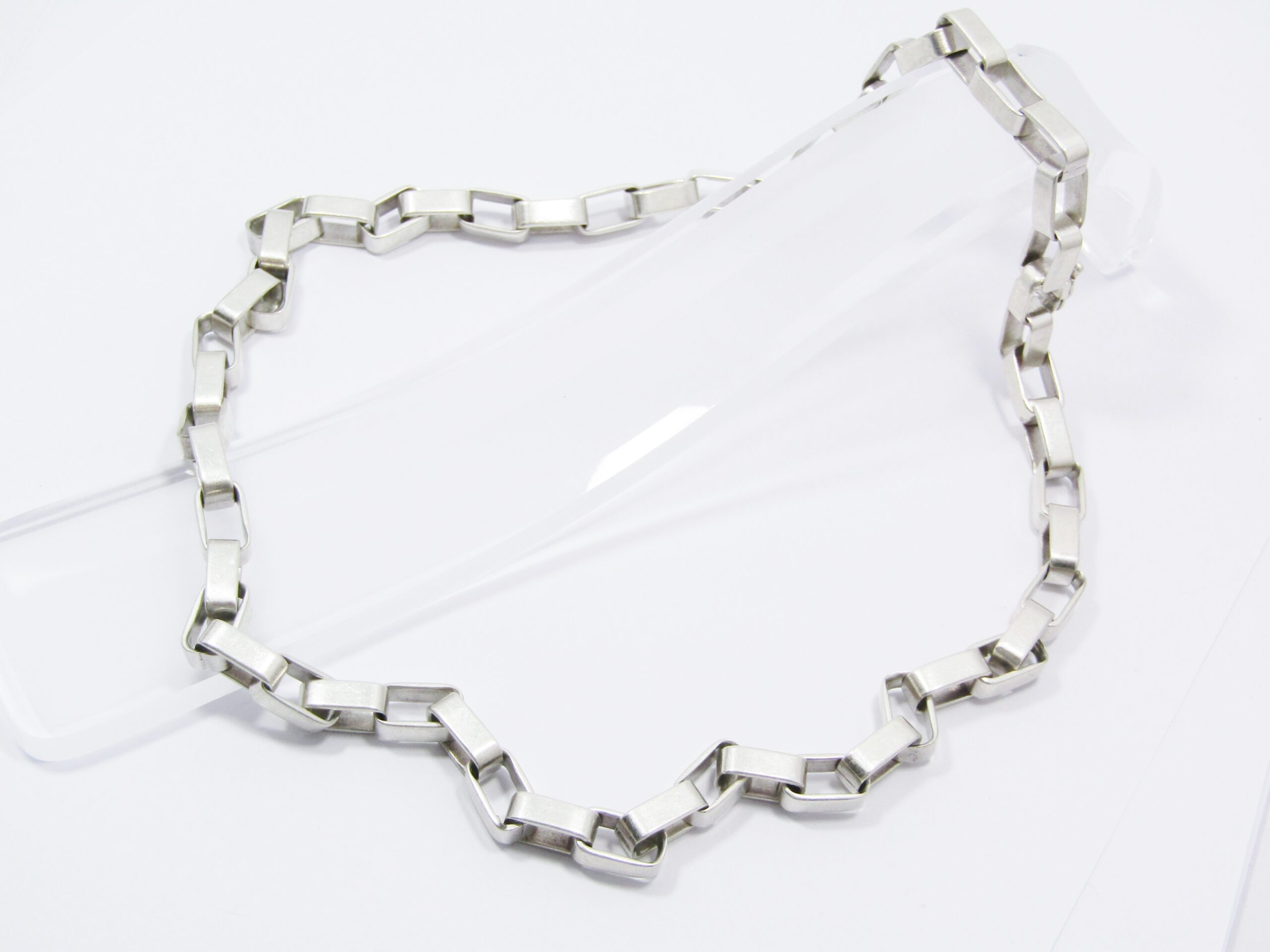 A Gorgeous Square Link Chunky Necklace in Sterling Silver.