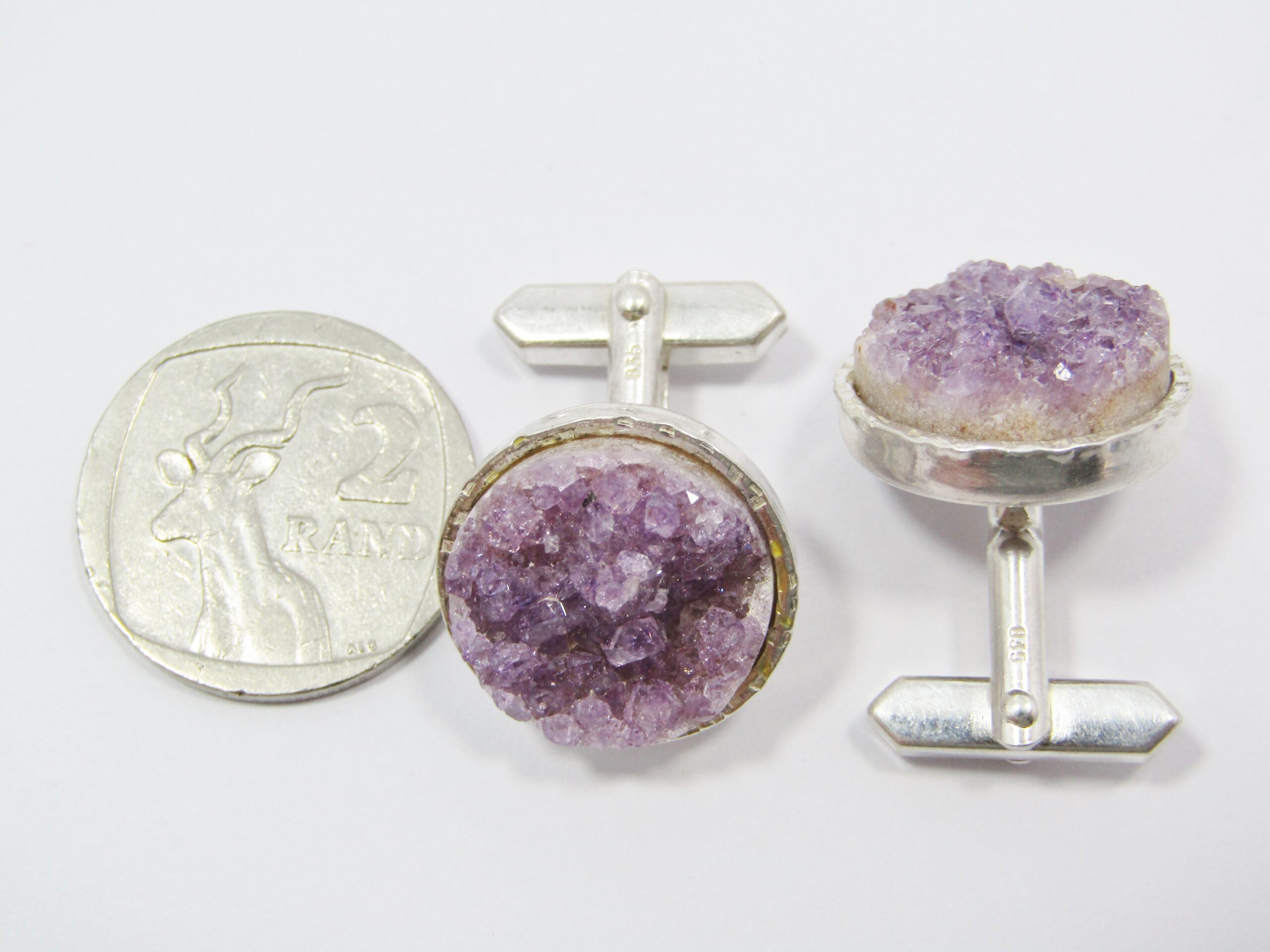 A Stunning Pair of Rock Crystal Cuff Links in Sterling Silver.
