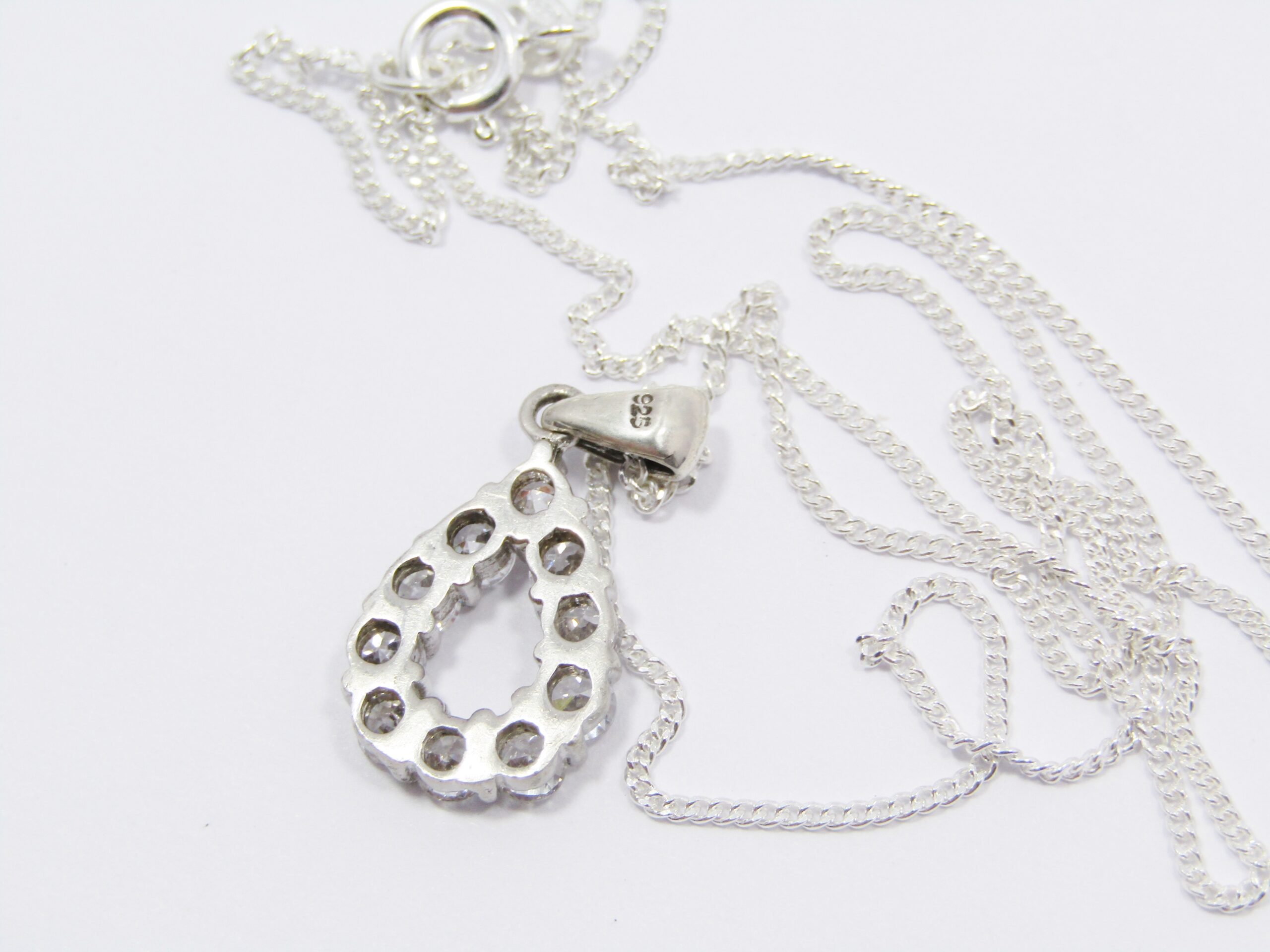 A Lovely Clear Zirconia Pendant on Chain in Sterling Silver