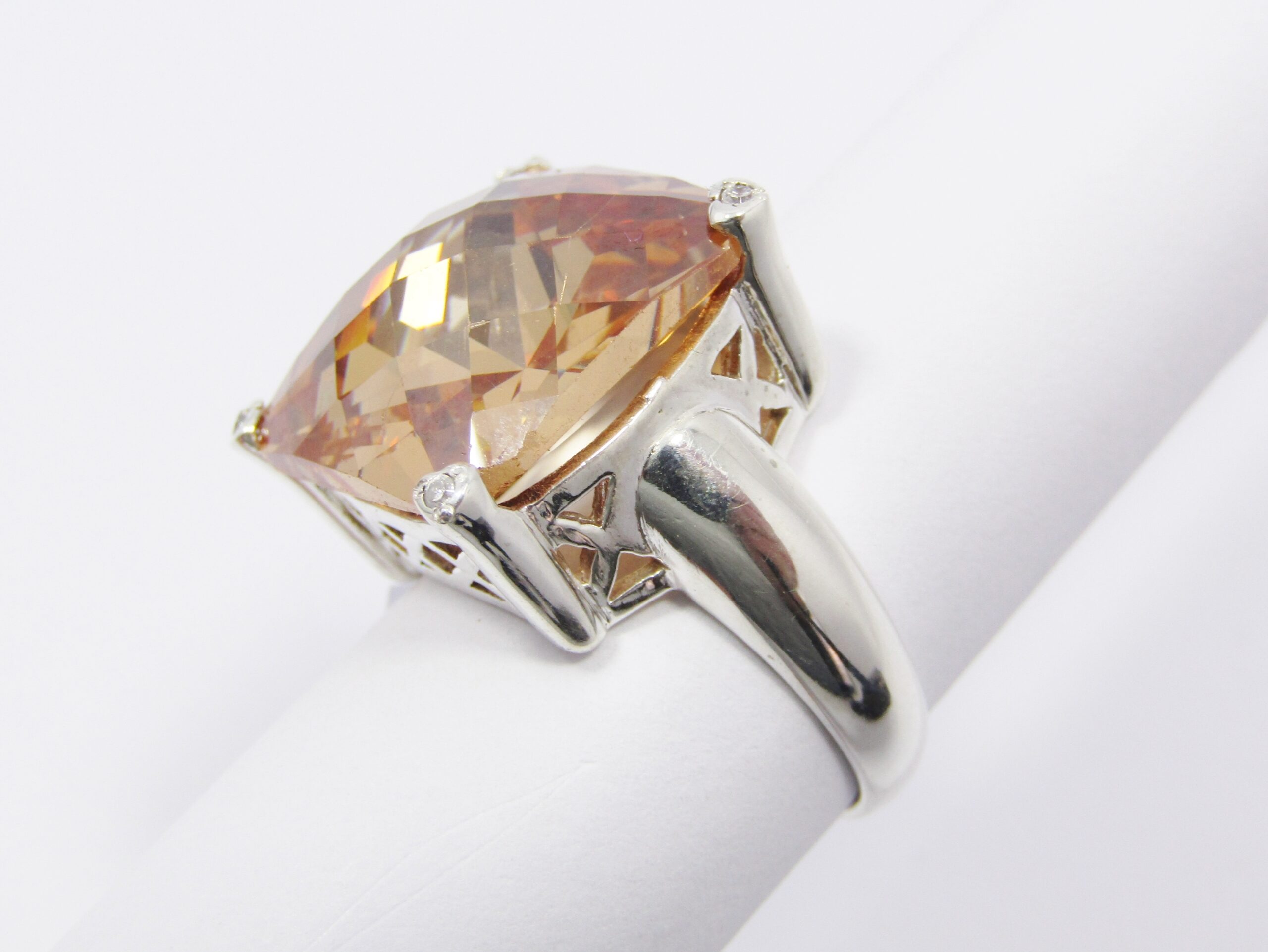 A Stunning Chunky Square Zirconia Ring in Sterling Silver.