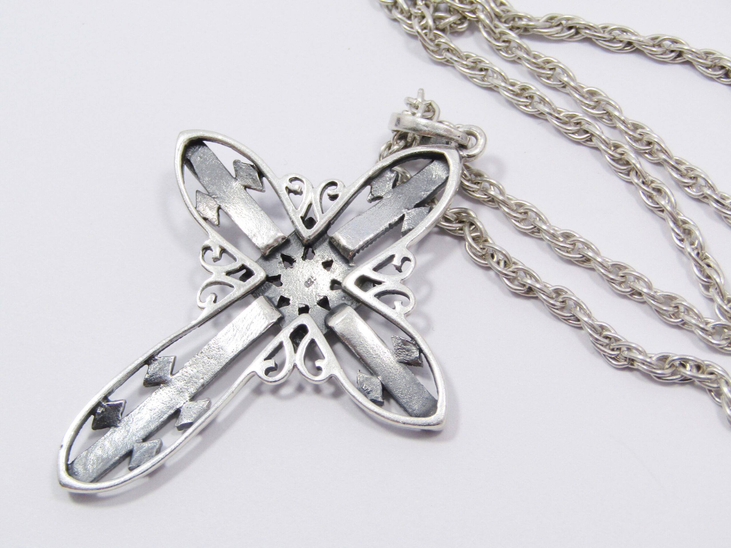 A Stunning Detailed Marcasite Cross On Chain in Sterling Silver.