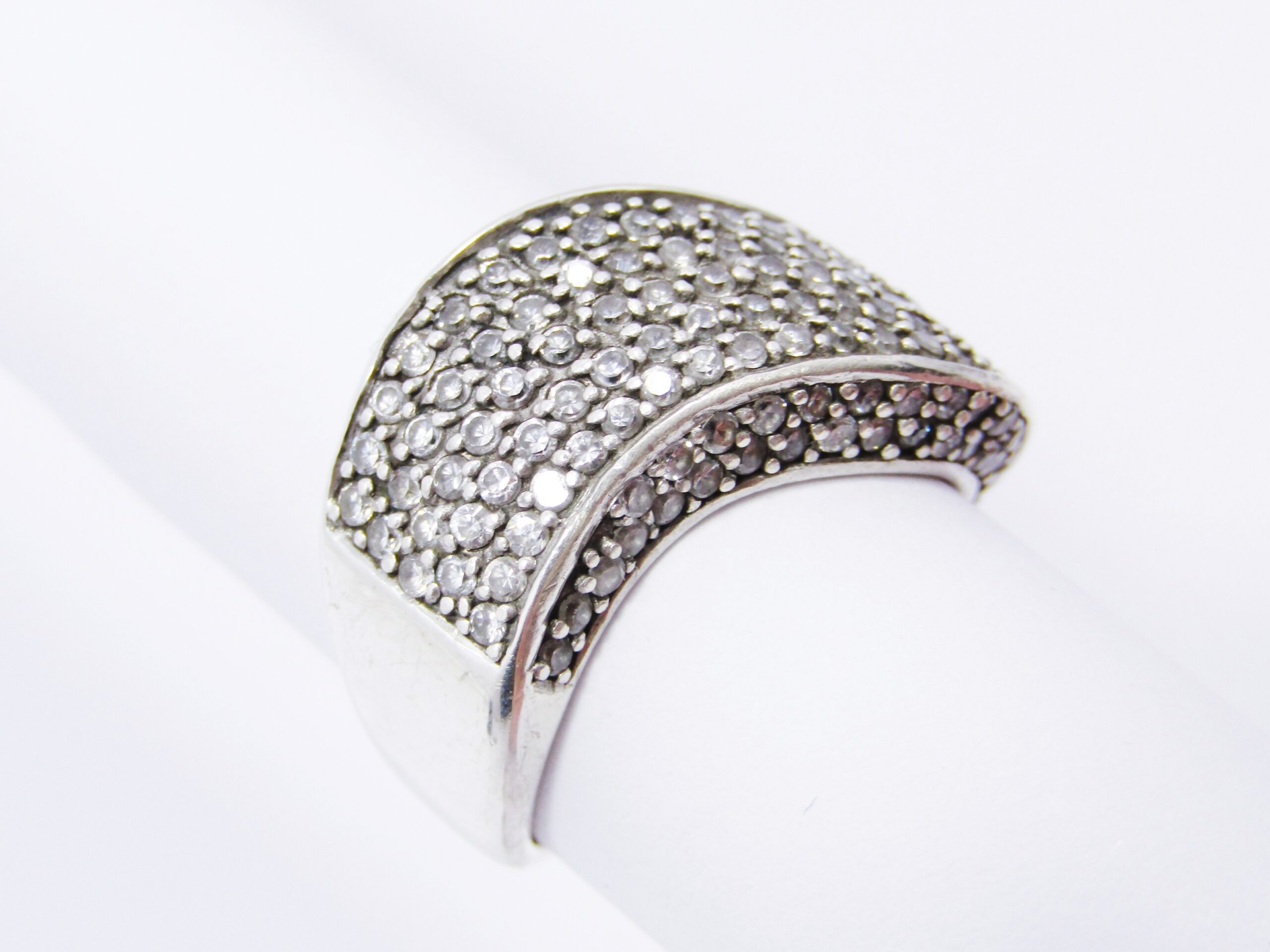 A Lovely Pave Set Clear Zirconia Ring in Sterling Silver