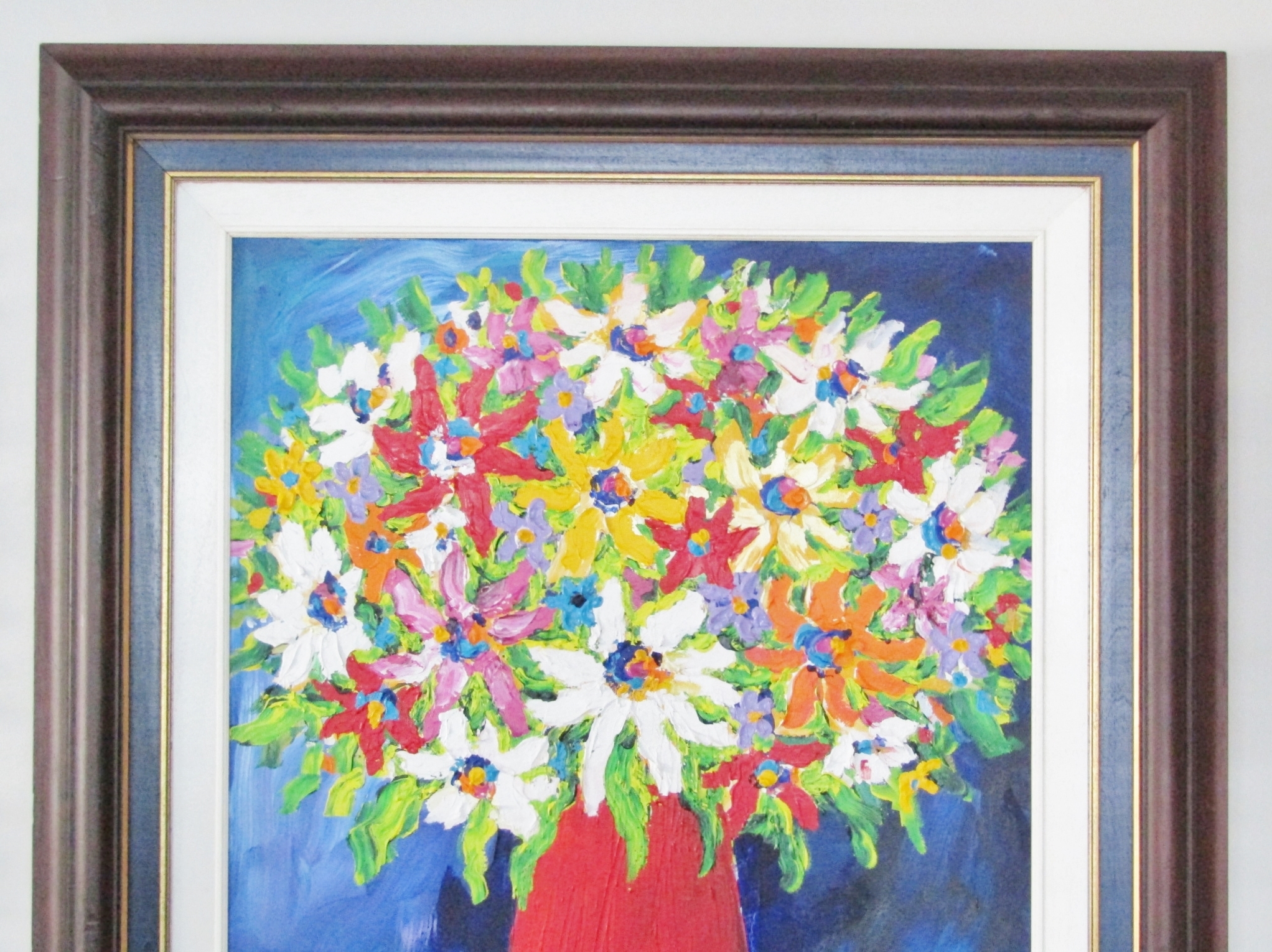 HUGE Original Portchie (1963- ) Painting “Flowers in Red Pot”