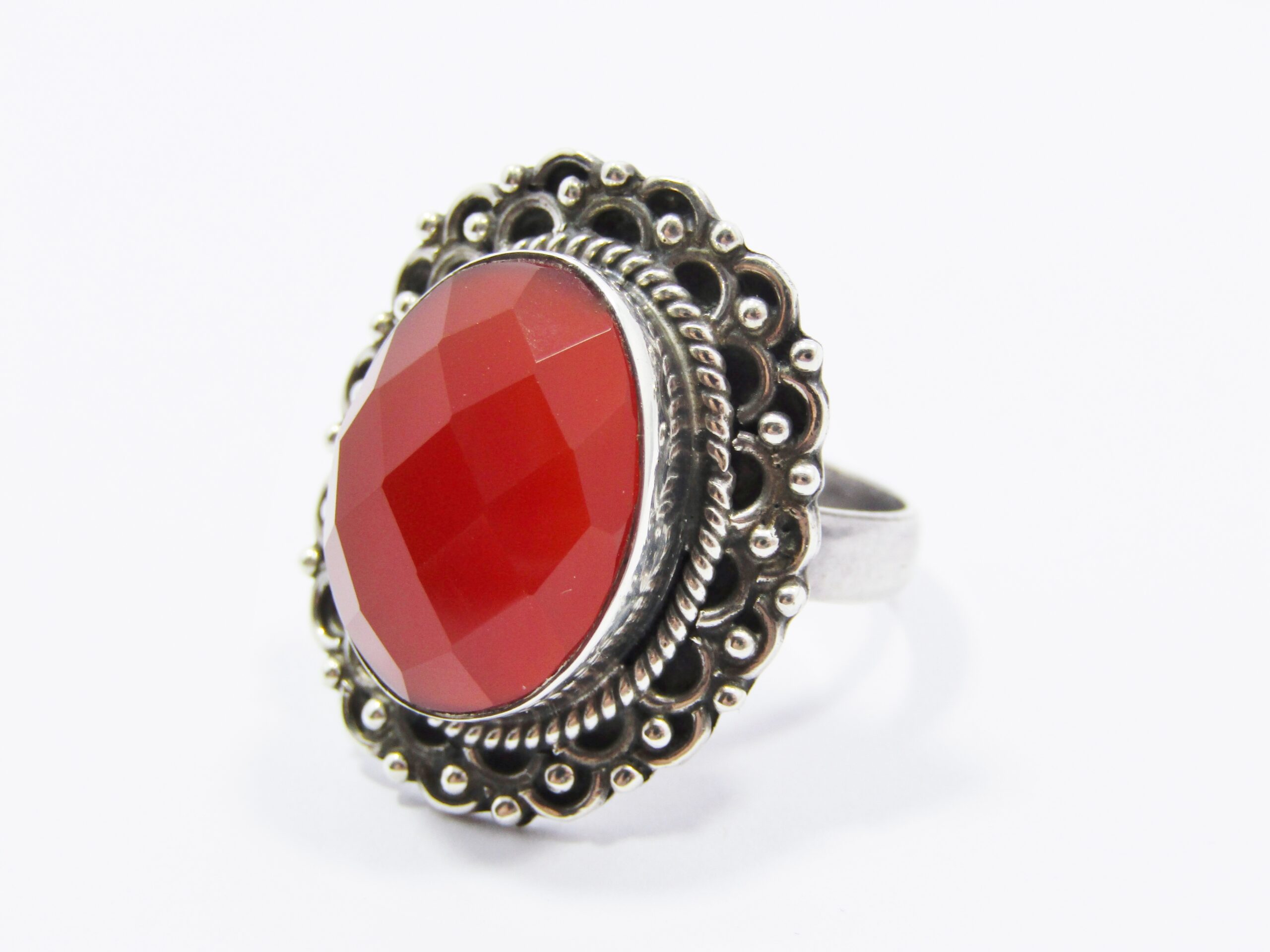 A Gorgeous Chunky Carnelian Boho Design Ring in Sterling Silver.