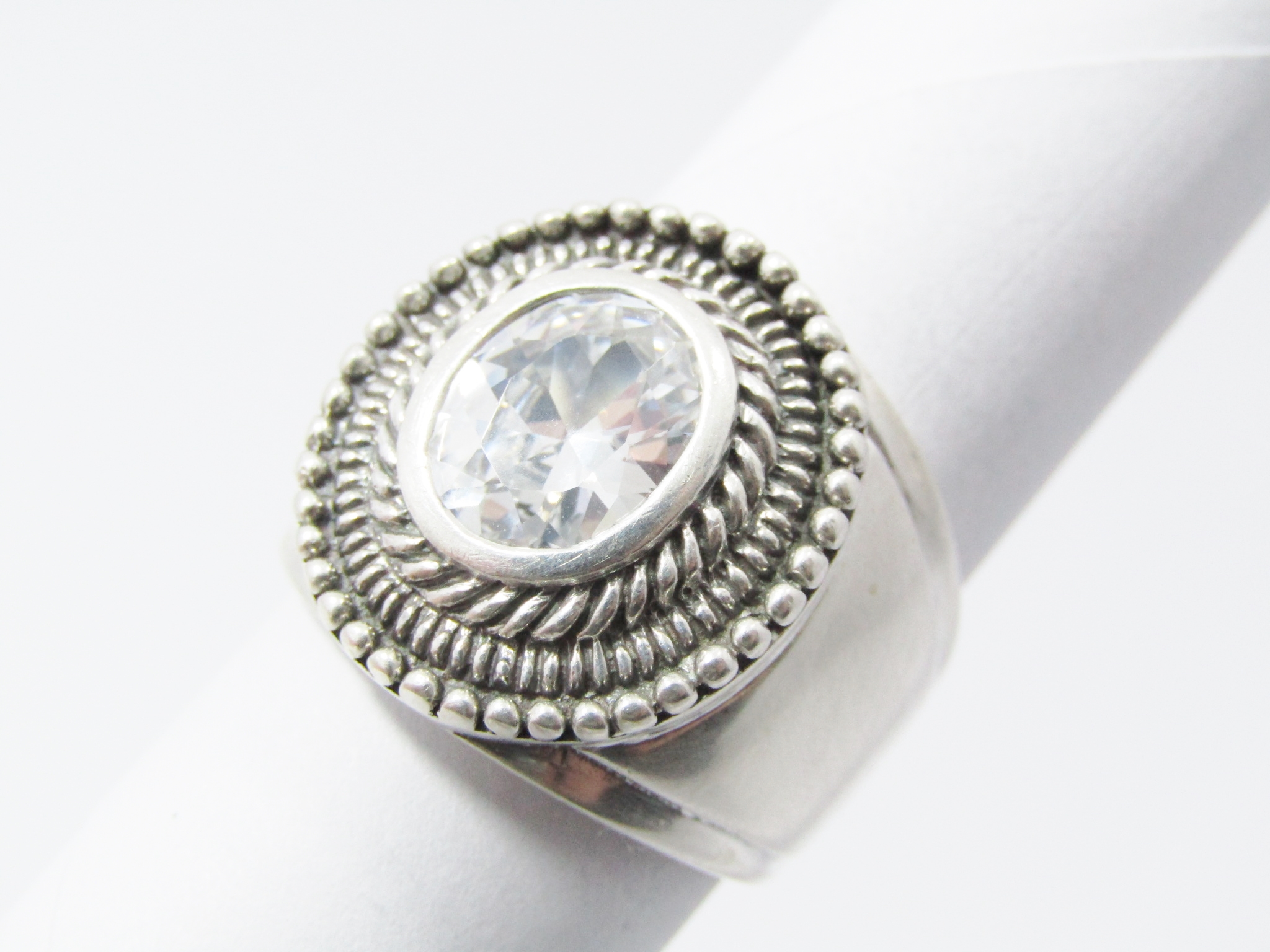 A Stunning Huge Zirconia Ring in Sterling Silver