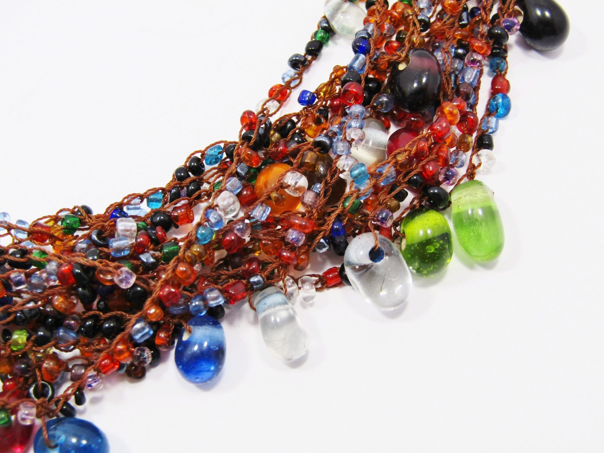 A Stunning Multi Strand Glass Bead Design Necklace