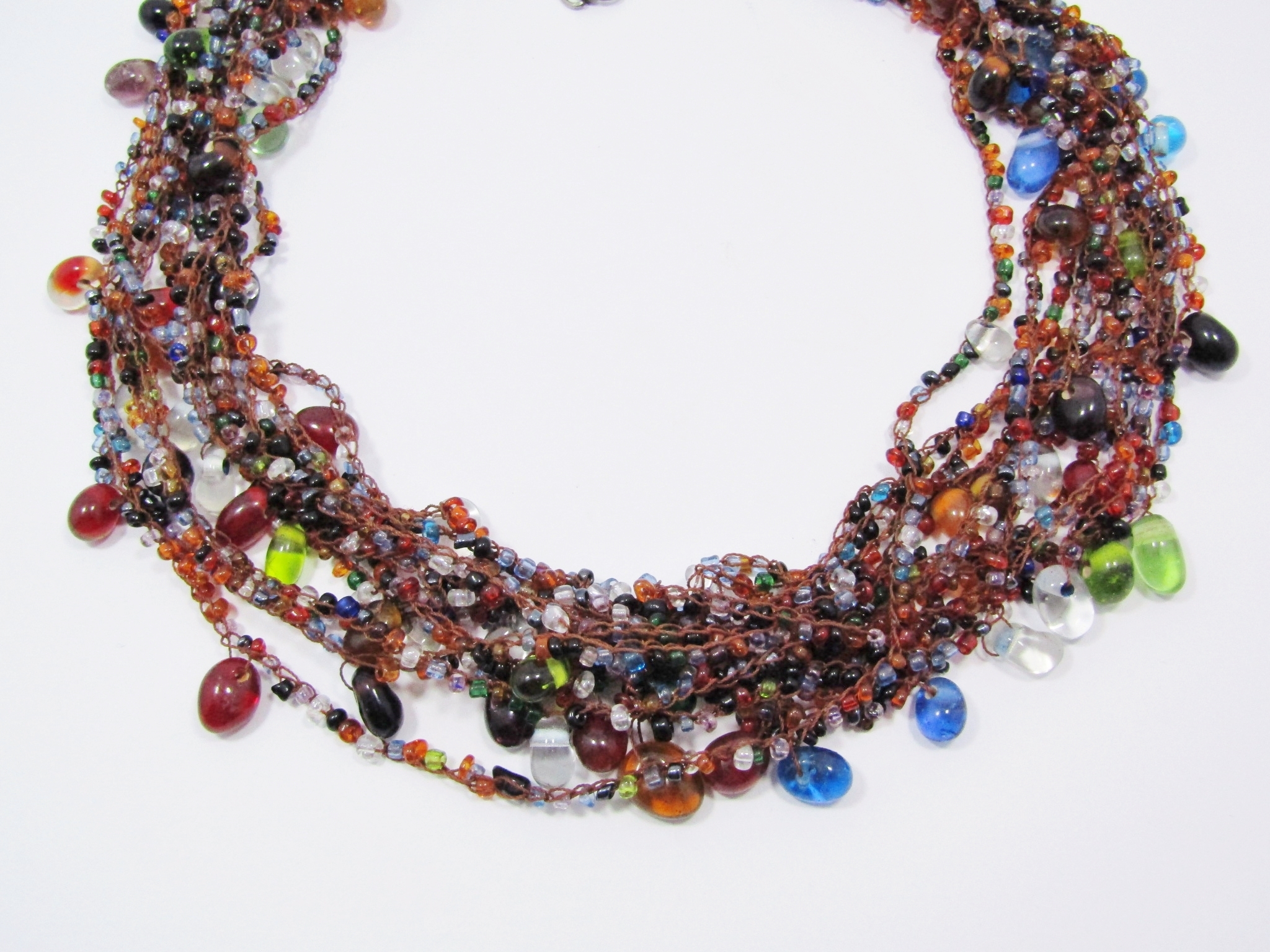 A Stunning Multi Strand Glass Bead Design Necklace