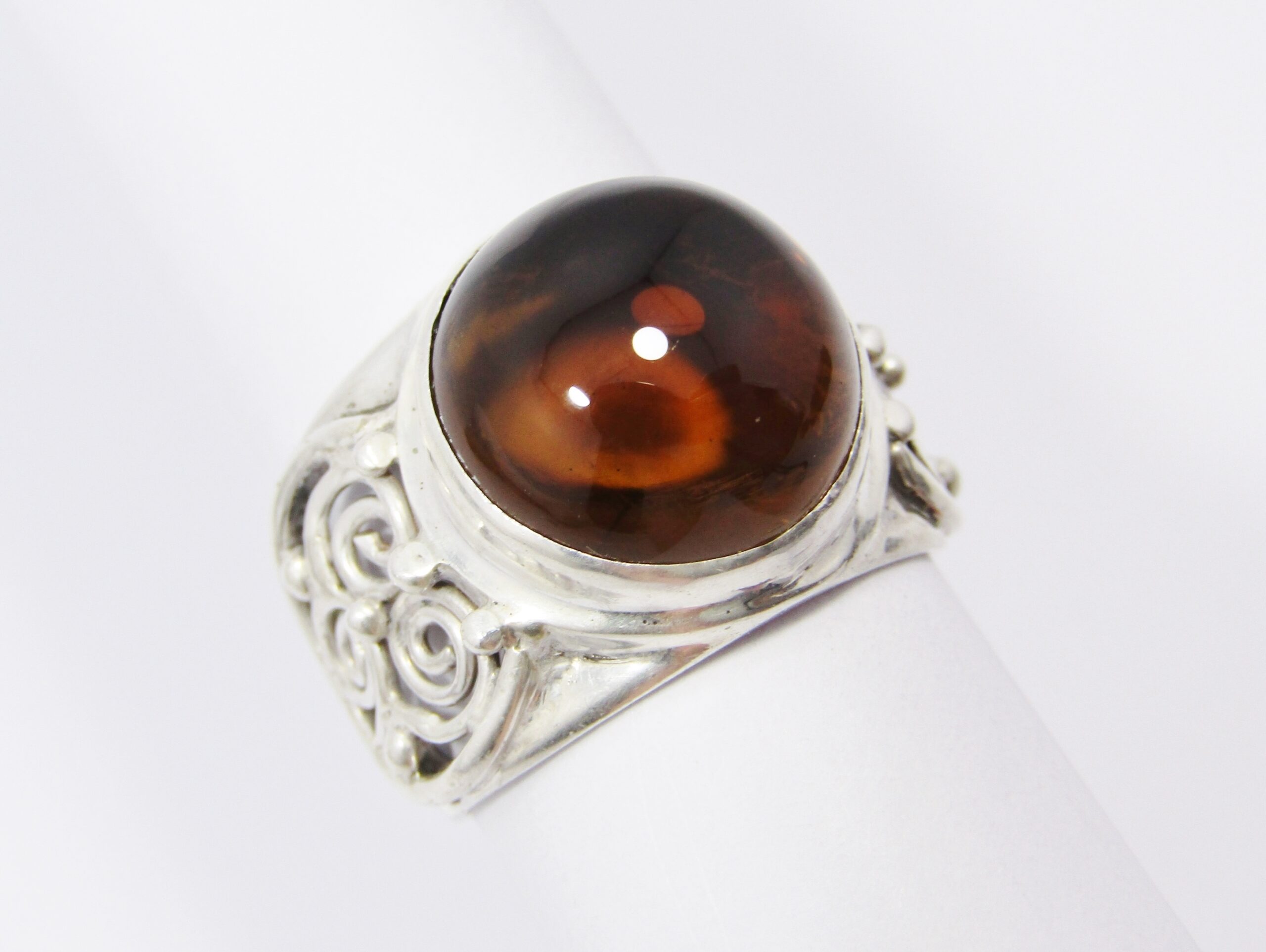 A Gorgeous Cabochon Honey Citrine Ring in Sterling Silver