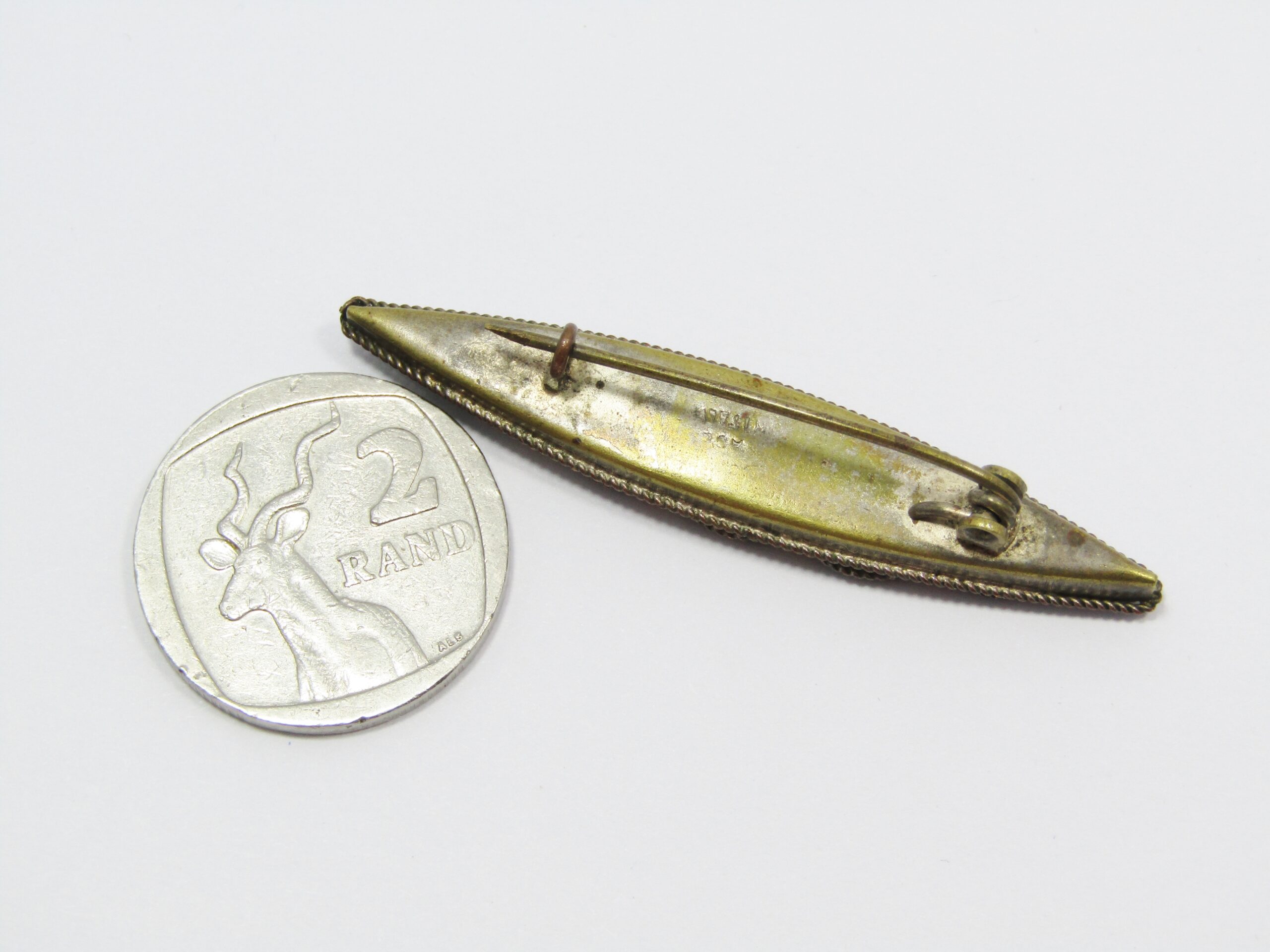 Lovely Micro Mosaic Brooch in Brass Tone