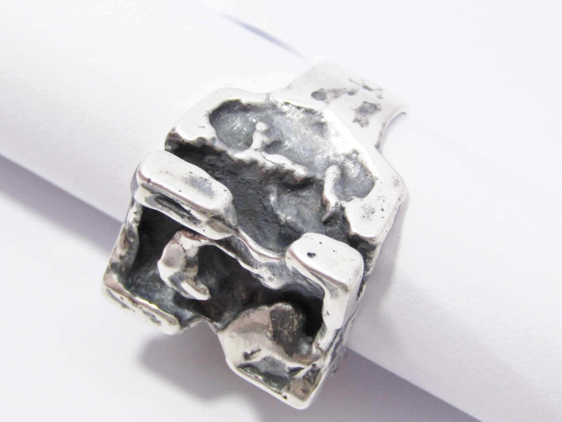 A Stunning Chunky Brutalist Design Ring in Sterling Silver