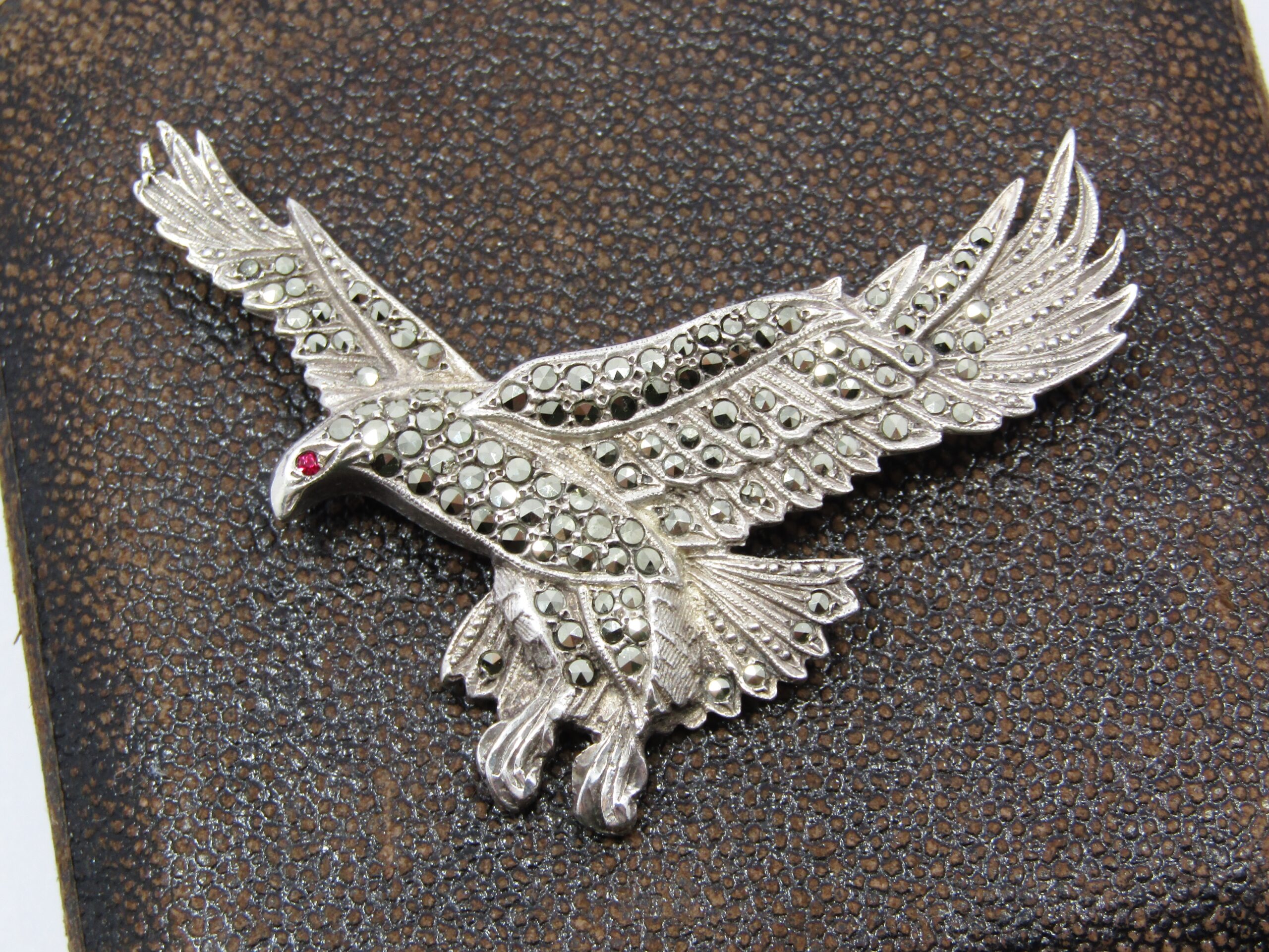 An Amazing Medium Size Eagle in Flight Brooch With Marcasite’s in Sterling Silver