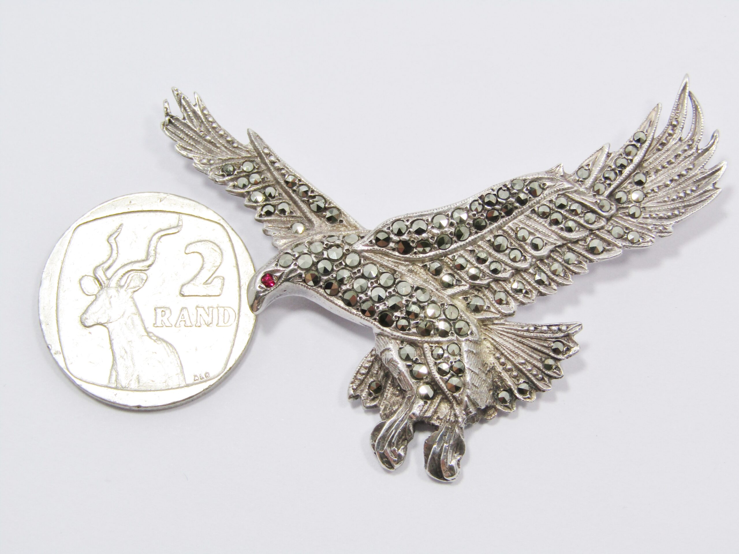 An Amazing Medium Size Eagle in Flight Brooch With Marcasite’s in Sterling Silver