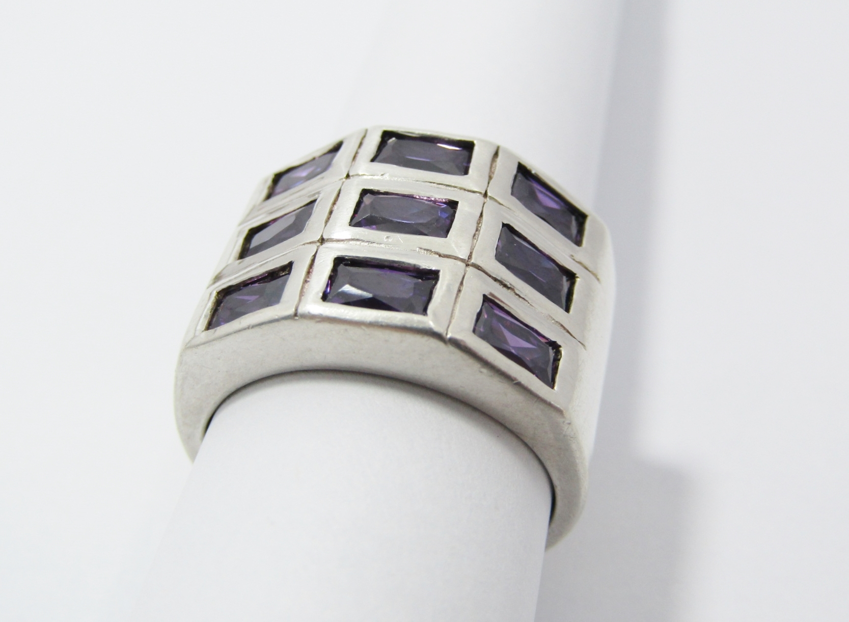 A Gorgeous Broad Purple Zirconia Ring in Sterling Silver.