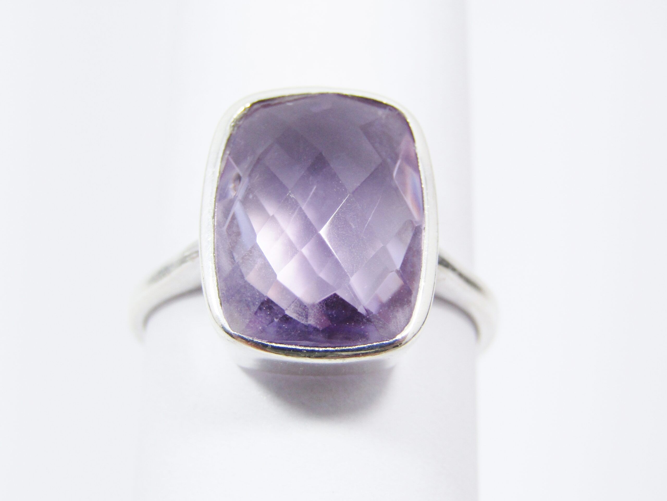 A Gorgeous Facetted Light Amethyst Ring in Sterling Silver.