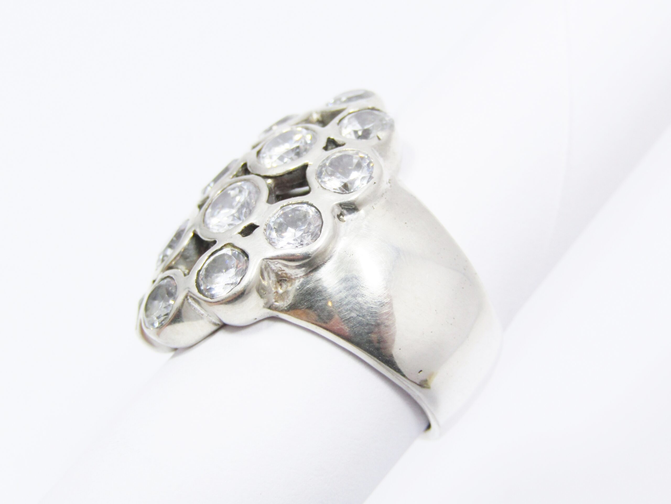 A Stunning Huge Clear Zirconia Ring in Sterling Silver.