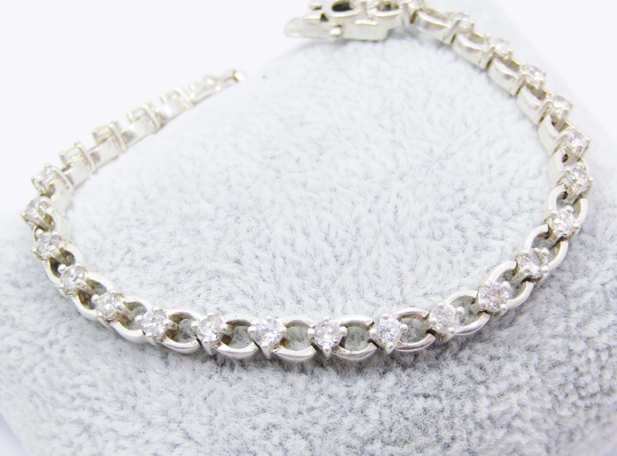 A Gorgeous Fancy Link Tennis Bracelet With Clear Zirconia’s in Sterling Silver