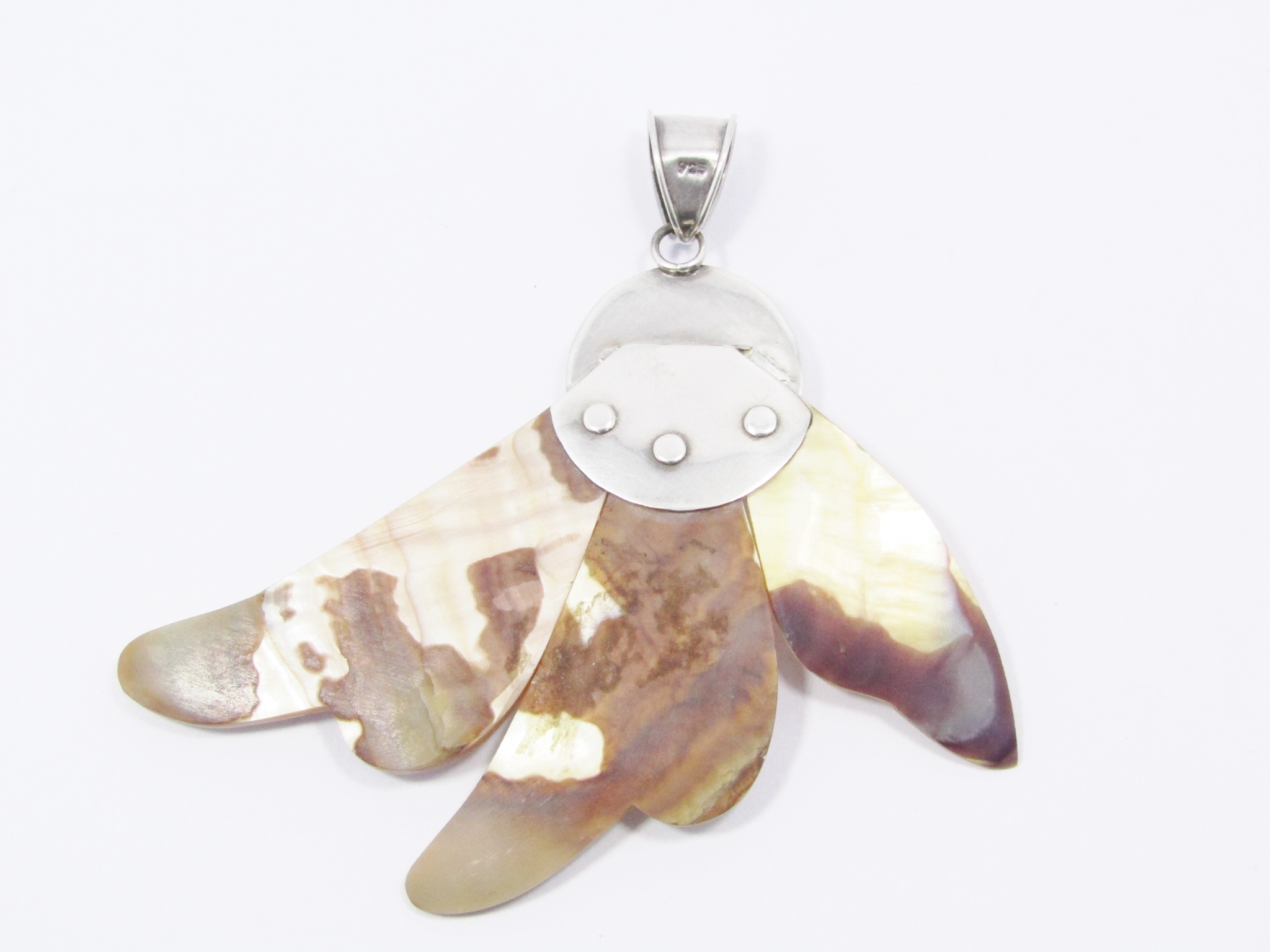 Large Sterling Silver & Mother of Pearl Pendant