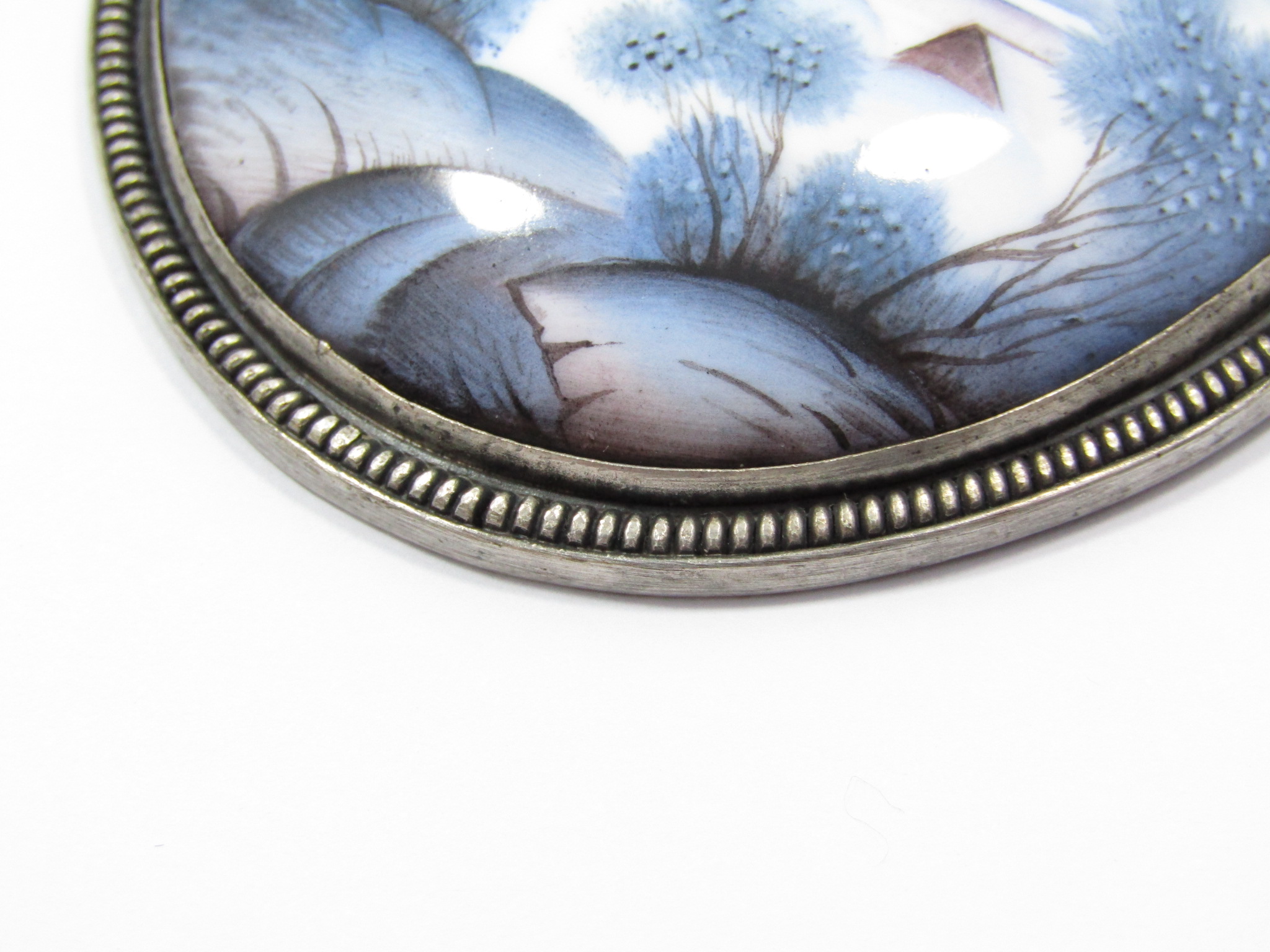 Vintage Russian Hand-Painted "Rostov Finift" Enamel Plaque