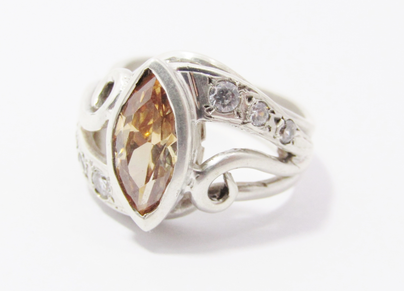 A Gorgeous Chunky Marquise Cut Zirconia Ring in Sterling Silver.