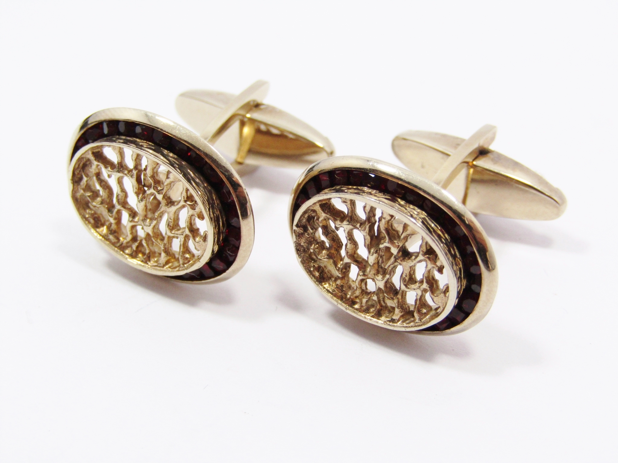 A Very Special Set Made up in Cuff links and a Tie Pin in Gold Gilt over Sterling Silver