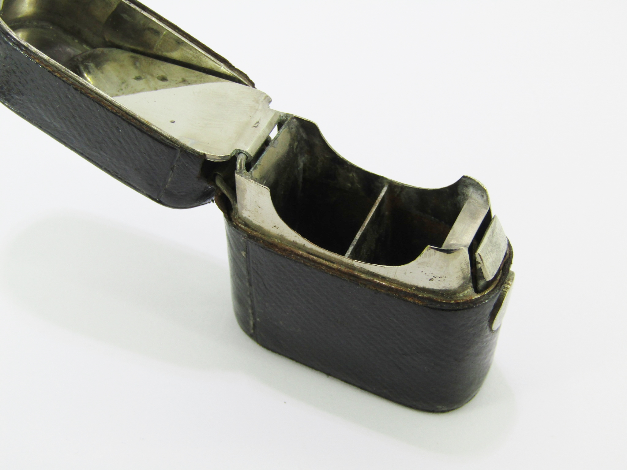 Antique/Vintage Leather & Steel Vesta Case