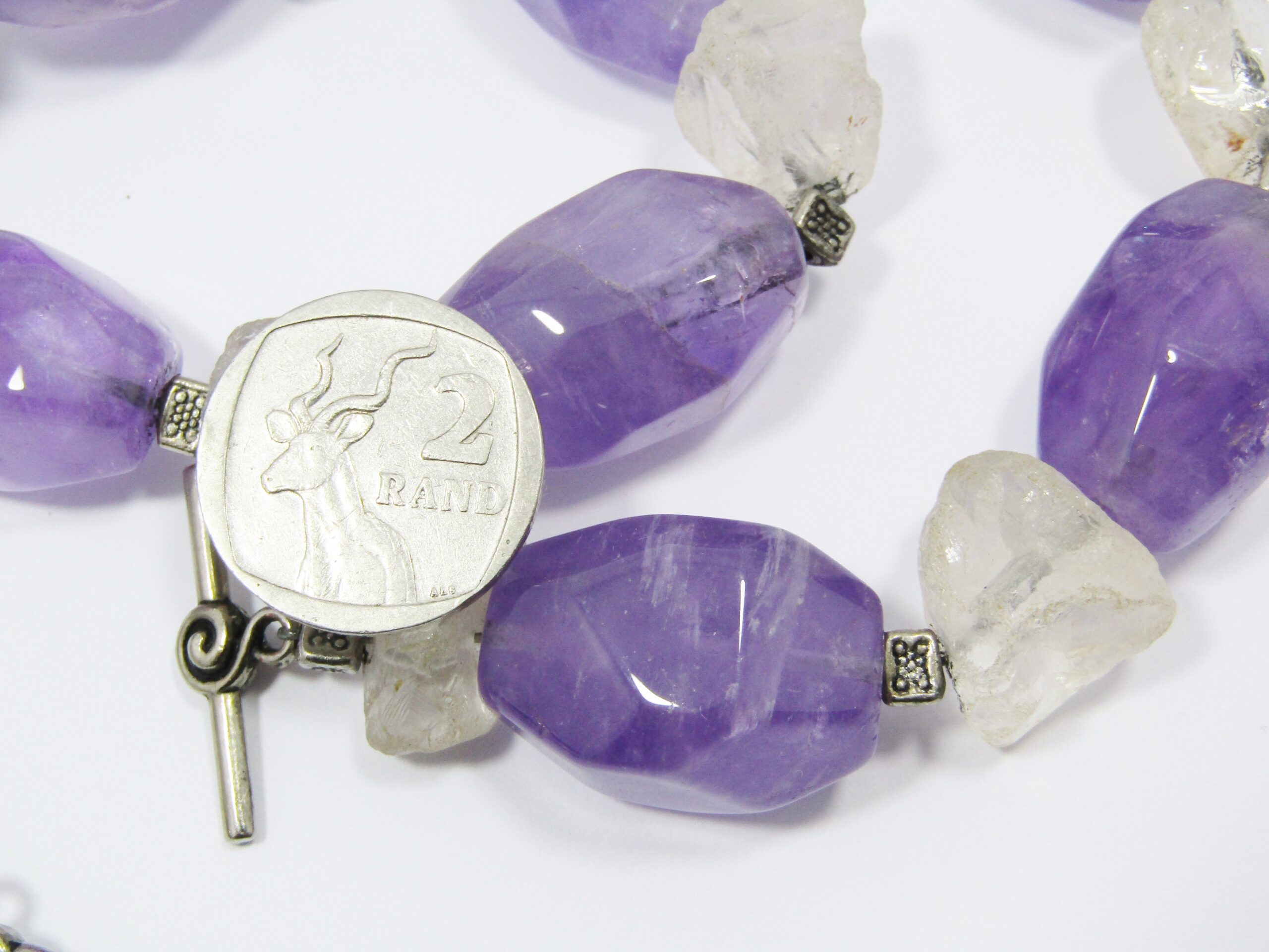 A Gorgeous Chunky Amethyst And Clear Rock Crystal Necklace