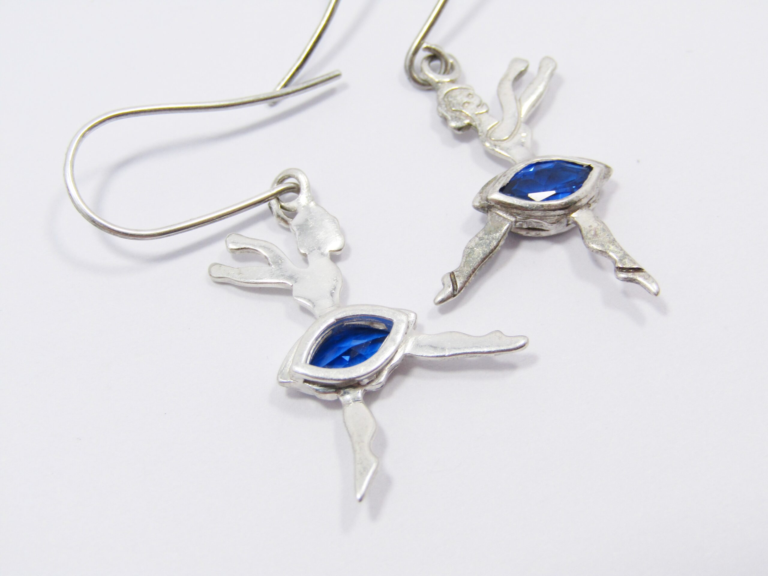 A Lovely Pair of Blue Zirconia Ballerina Earrings in Sterling Silver
