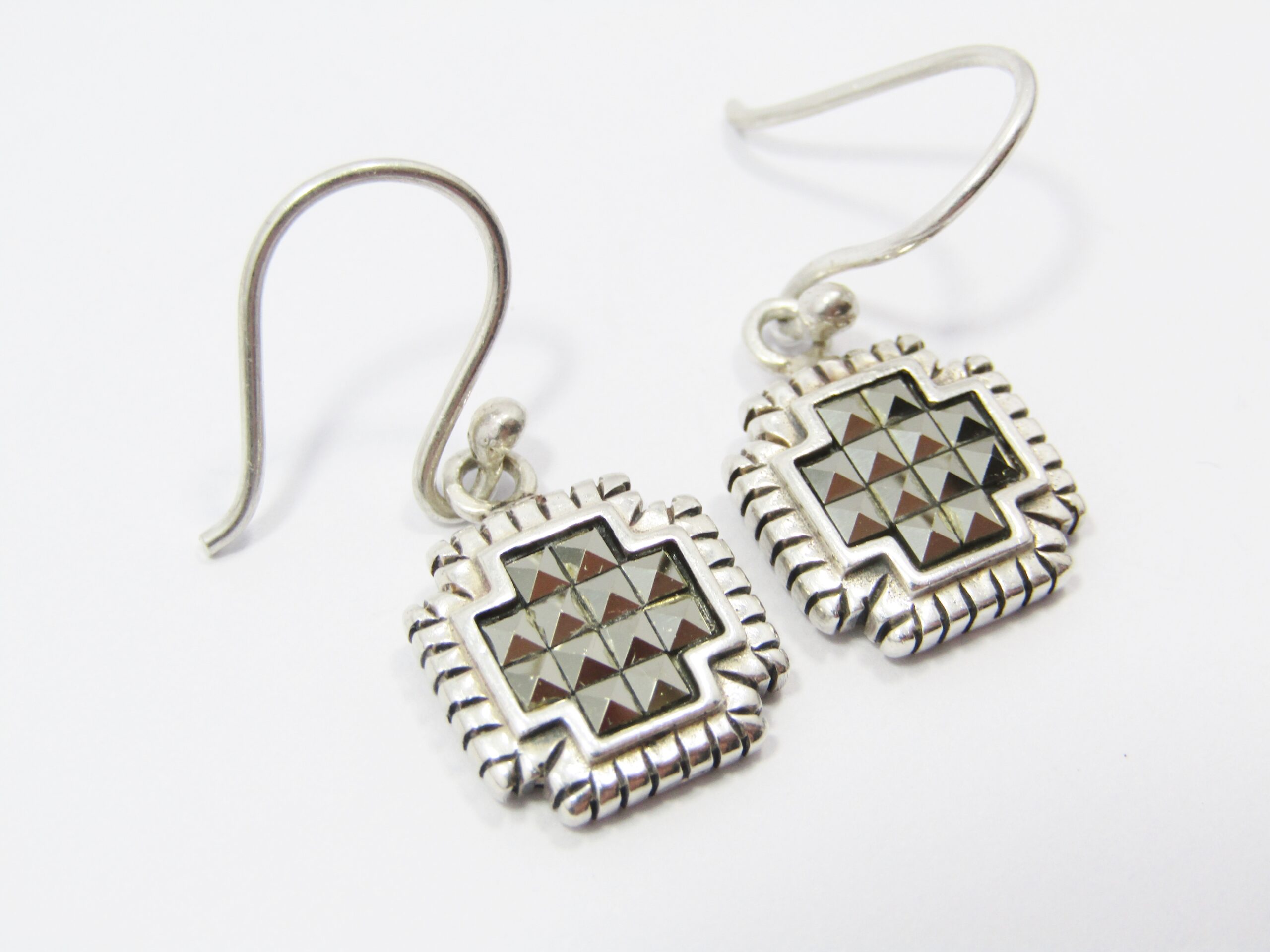 A Gorgeous Pair of Marcasite Dangling Earrings in Sterling Silver