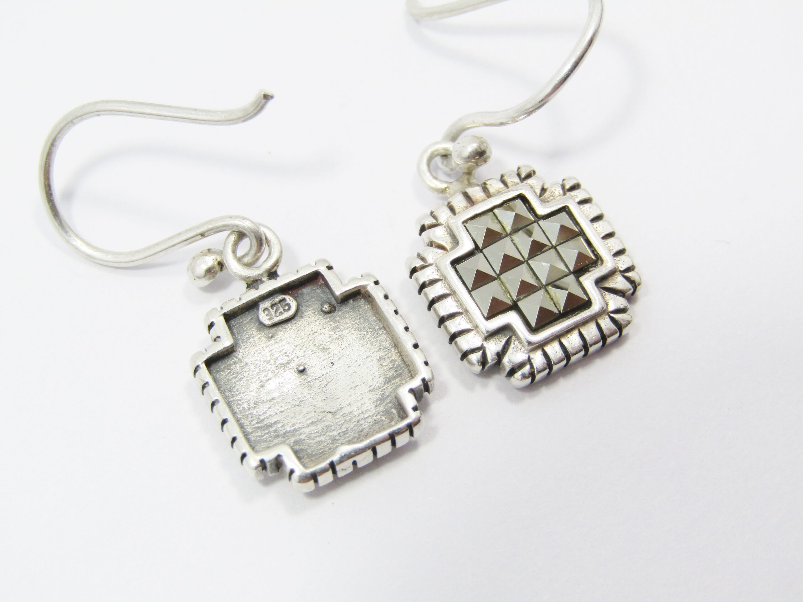 A Gorgeous Pair of Marcasite Dangling Earrings in Sterling Silver
