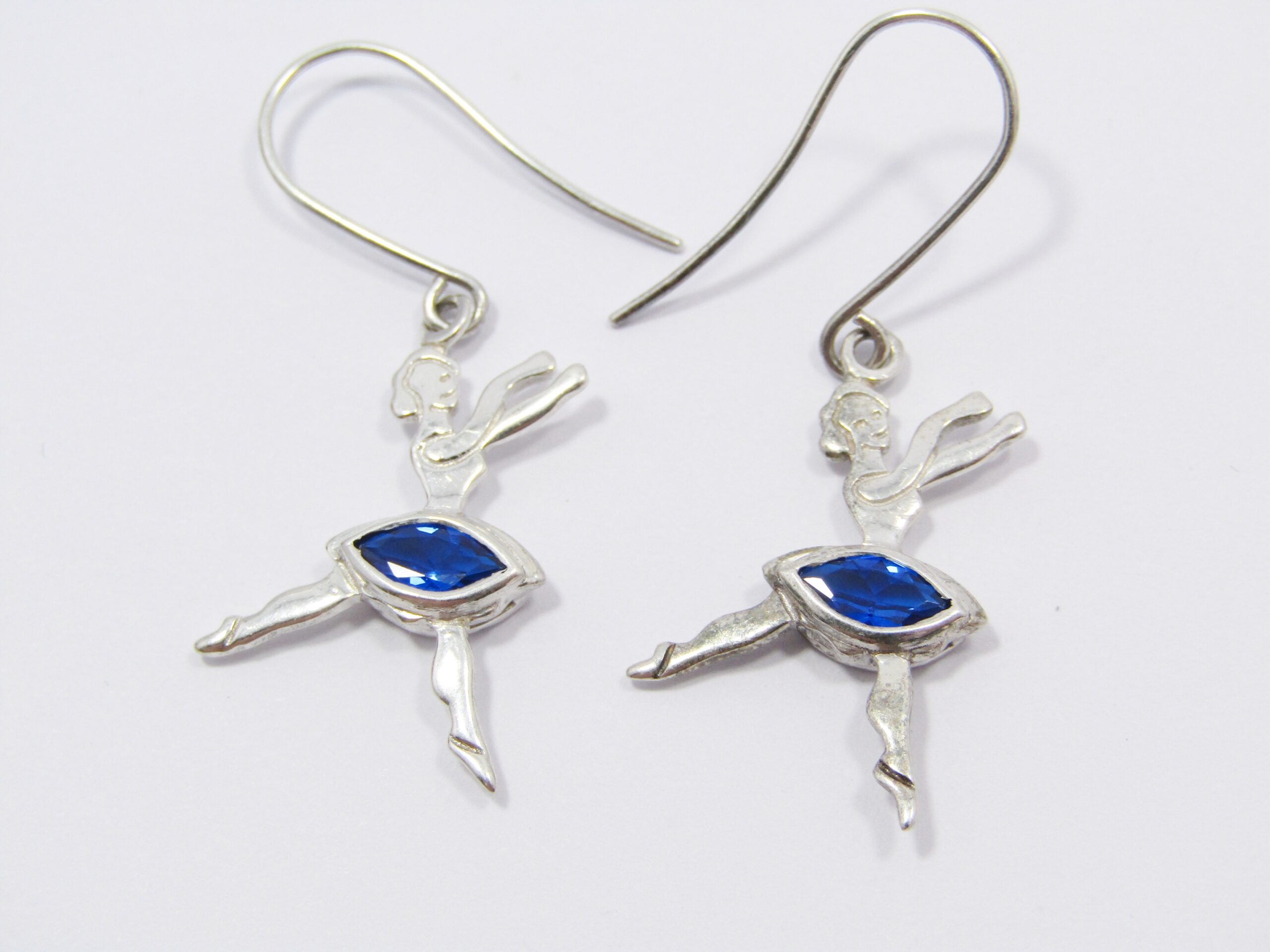A Lovely Pair of Blue Zirconia Ballerina Earrings in Sterling Silver