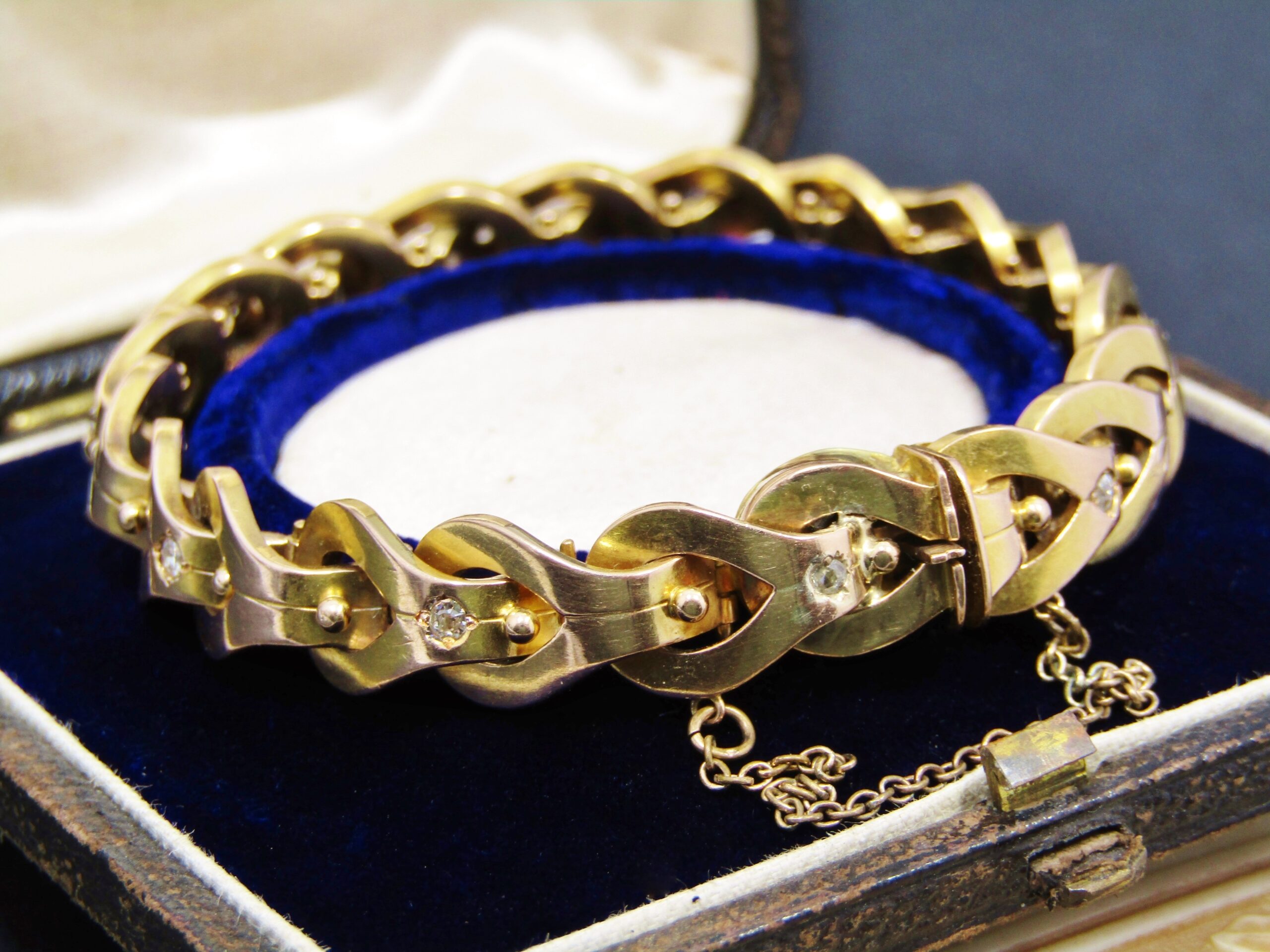 Stunning! Antique (c1895) 15CT Gold & Diamond Bracelet