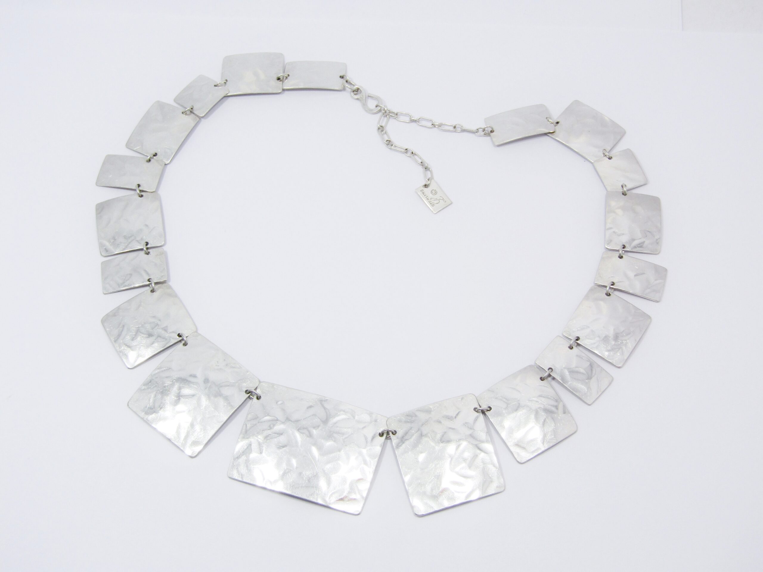 A Gorgeous Handmade Hammered Designed Necklace in Sterling Silver.