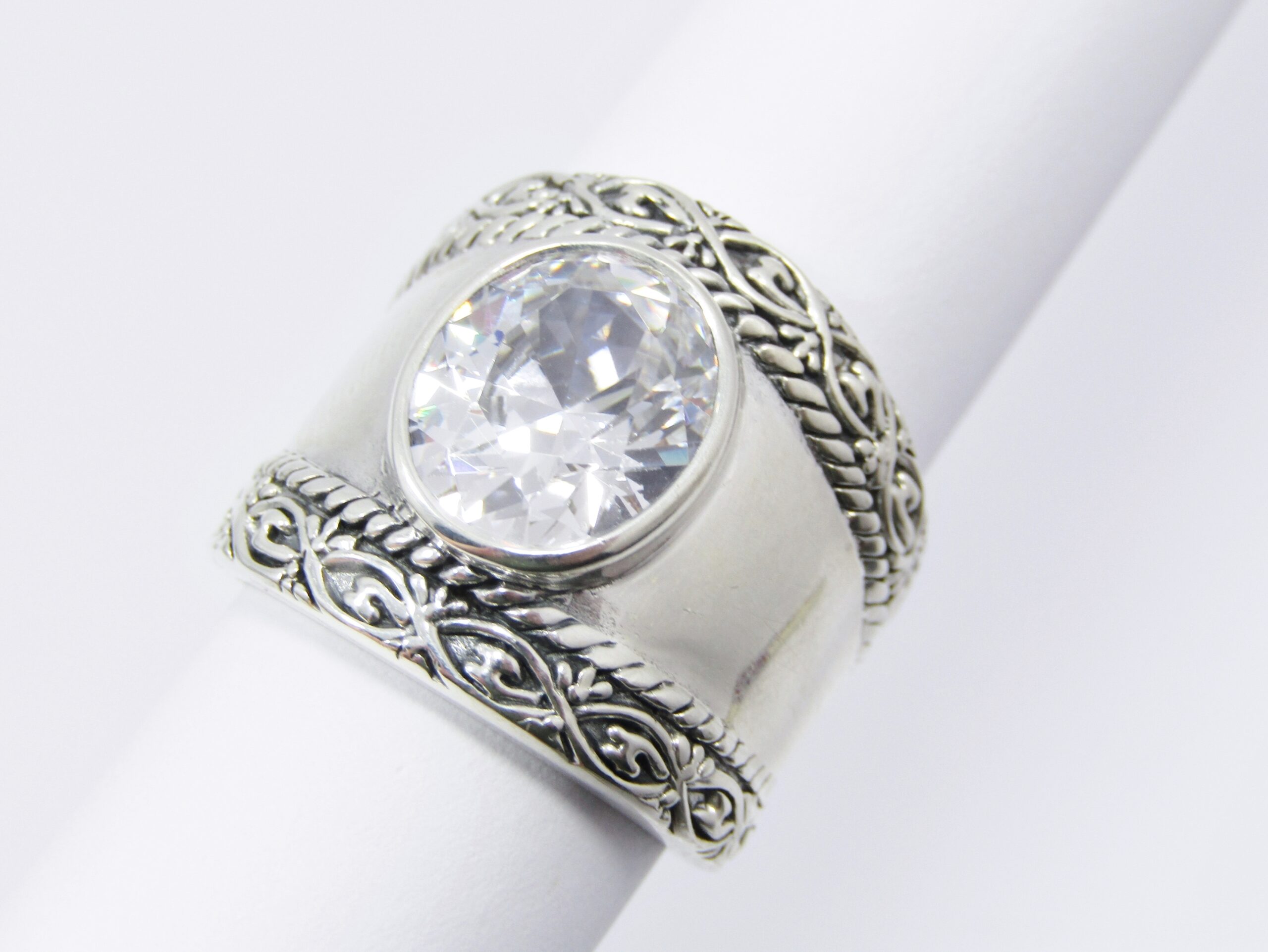 A Gorgeous Chunky Clear Zirconia Ring in Sterling Silver.