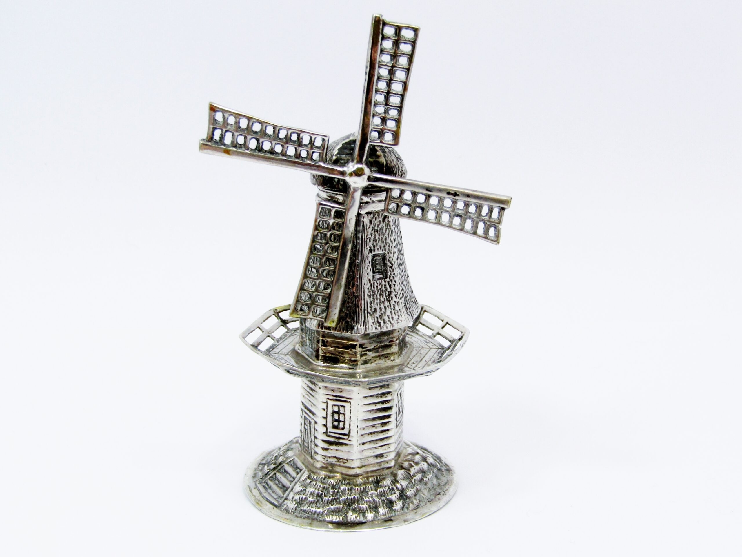 Vintage Dutch Silver Windmill Spice Tower