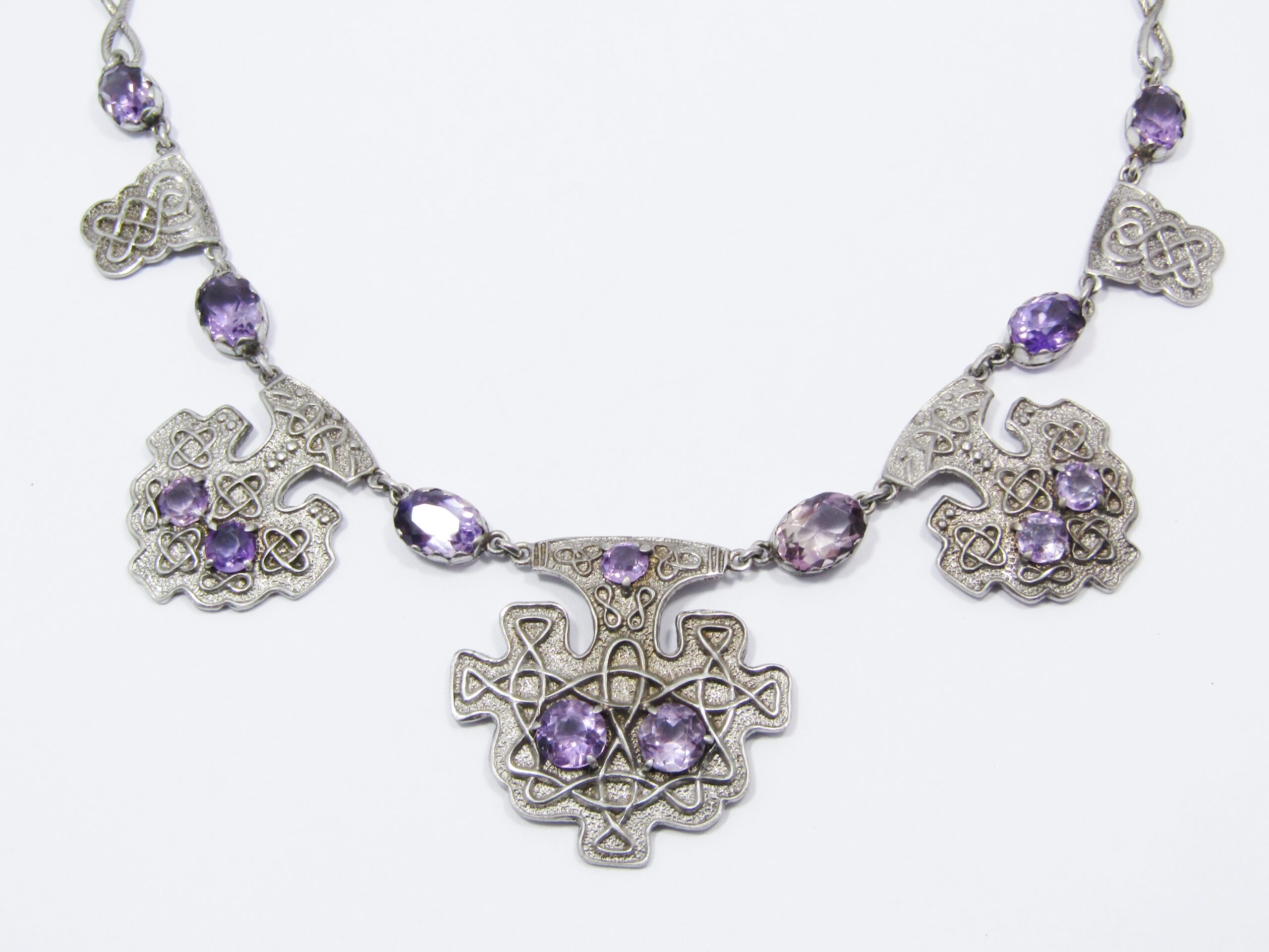 A Gorgeous Scandinavian Necklace With a Nordic Design Set with Amethyst in 830 Silver