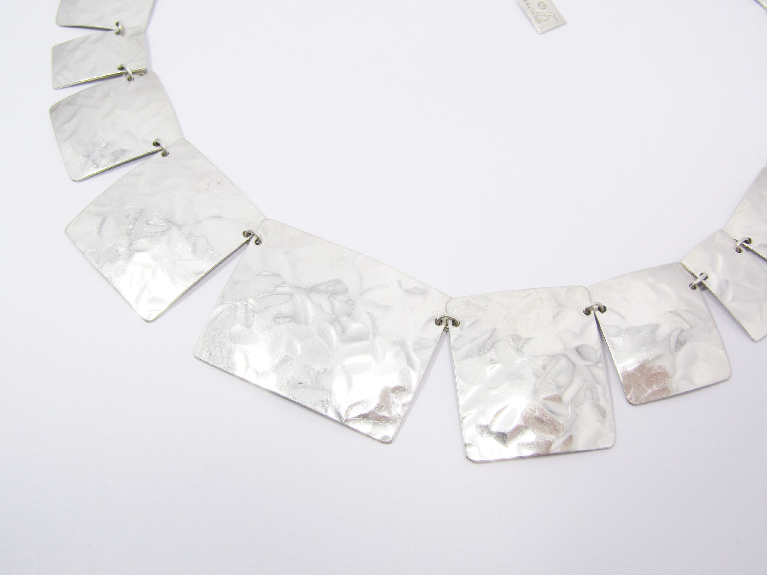 A Gorgeous Handmade Hammered Designed Necklace in Sterling Silver.